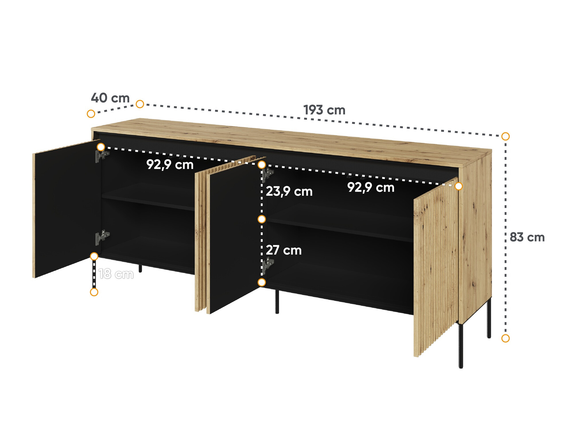 Sideboard Fernolu 103 (Artisan oak + Black)