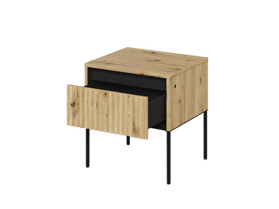 Bedside table Fernolu 111 (Artisan oak + Black)