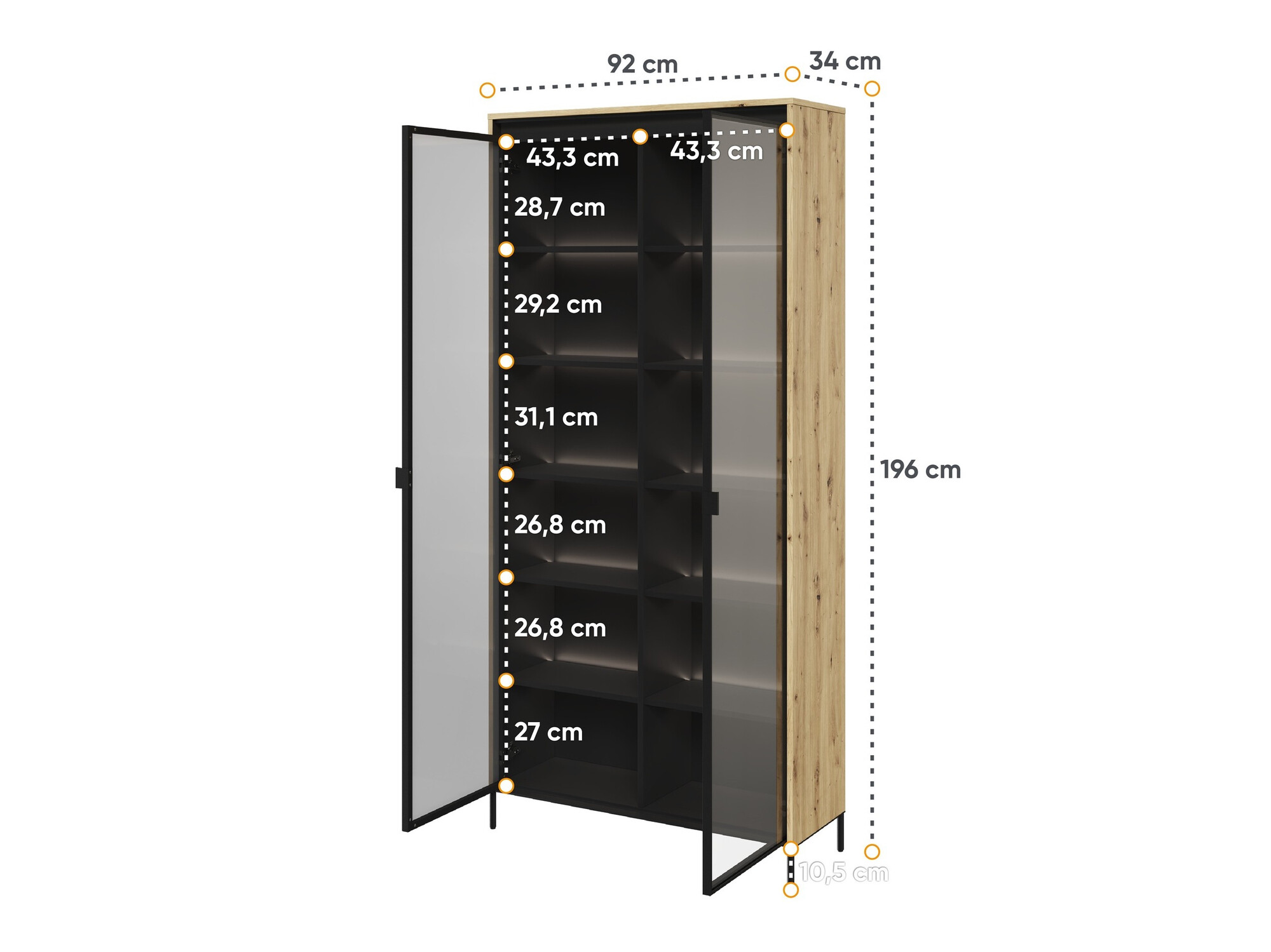 Bookcase Fernolu 106 (Artisan oak + Black)