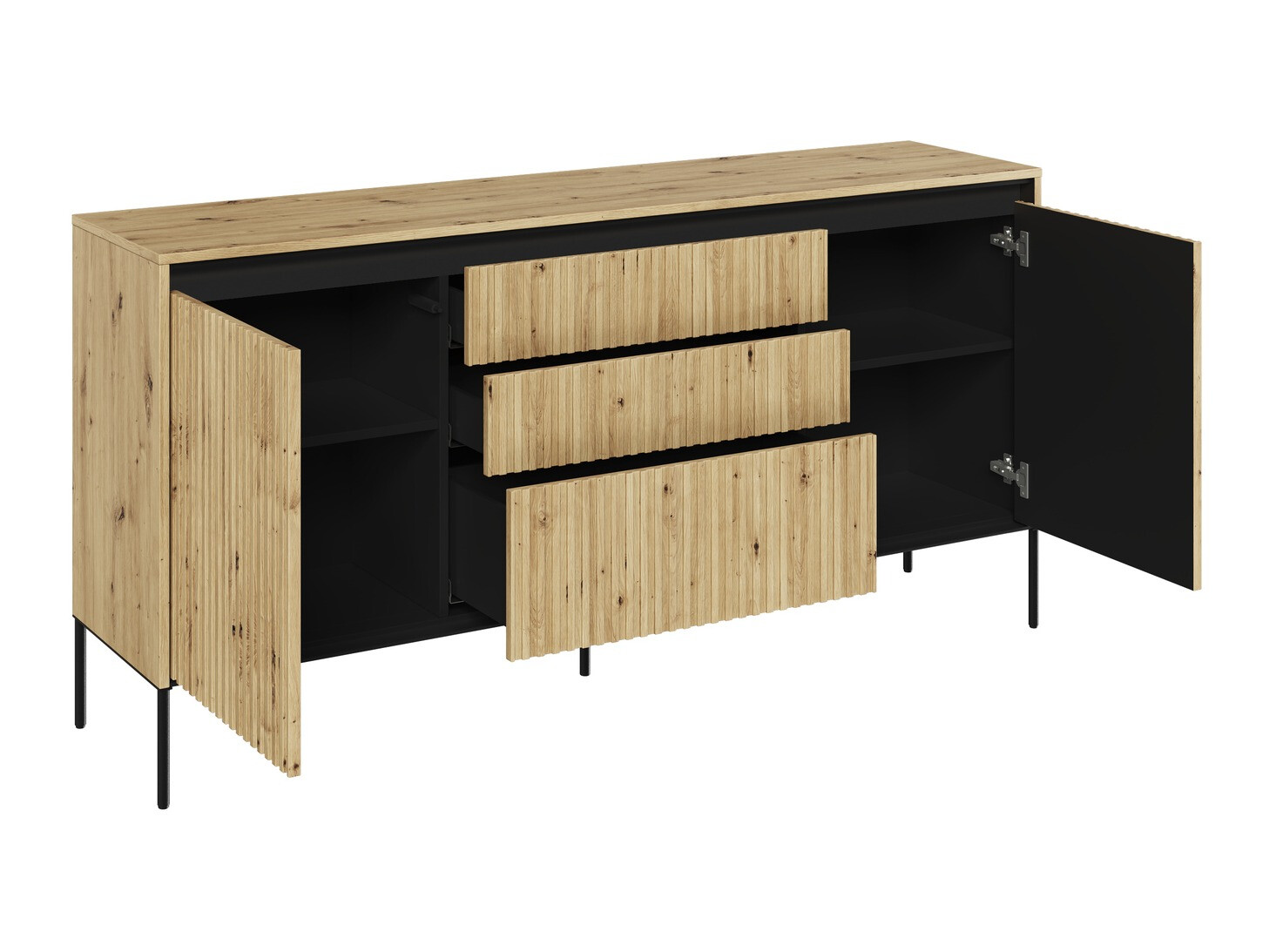 Chest of drawers Fernolu 100 (Artisan oak + Black)
