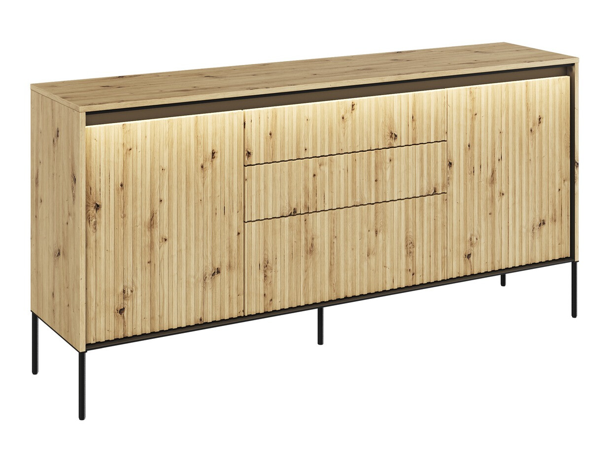Chest of drawers Fernolu 100 (Artisan oak + Black)