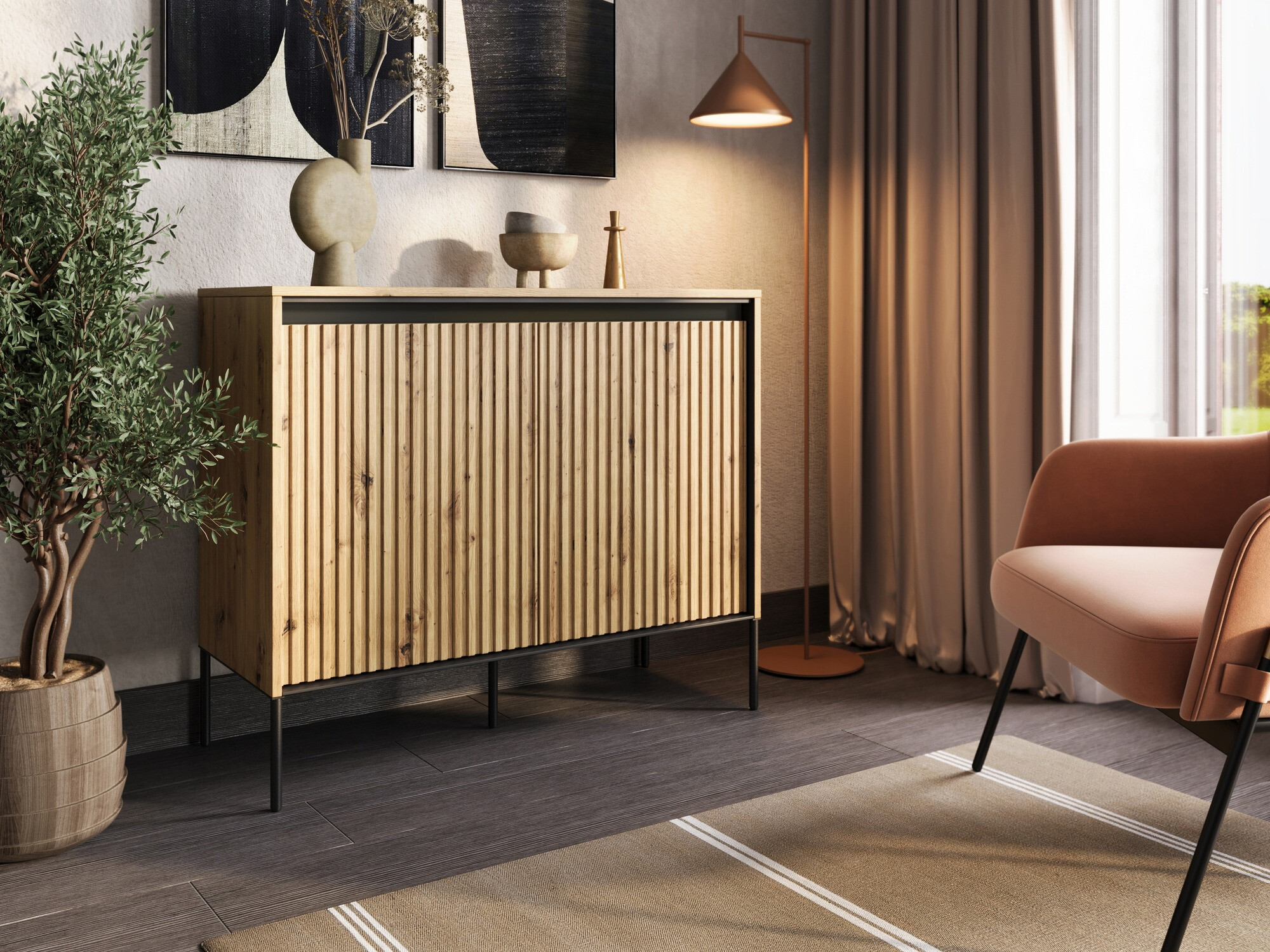 Sideboard Fernolu 101 (Artisan oak + Black)