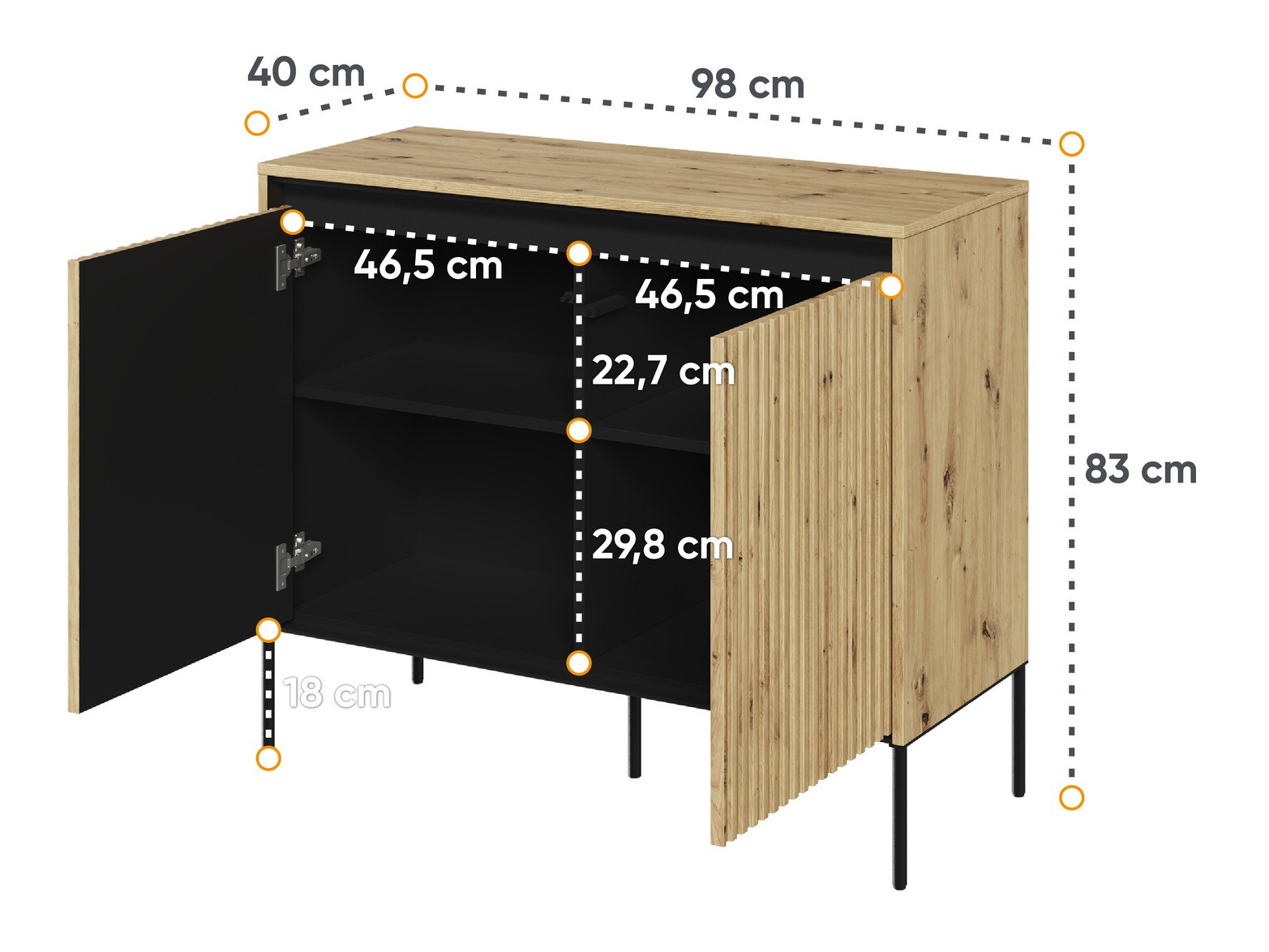 Sideboard Fernolu 101 (Artisan oak + Black)