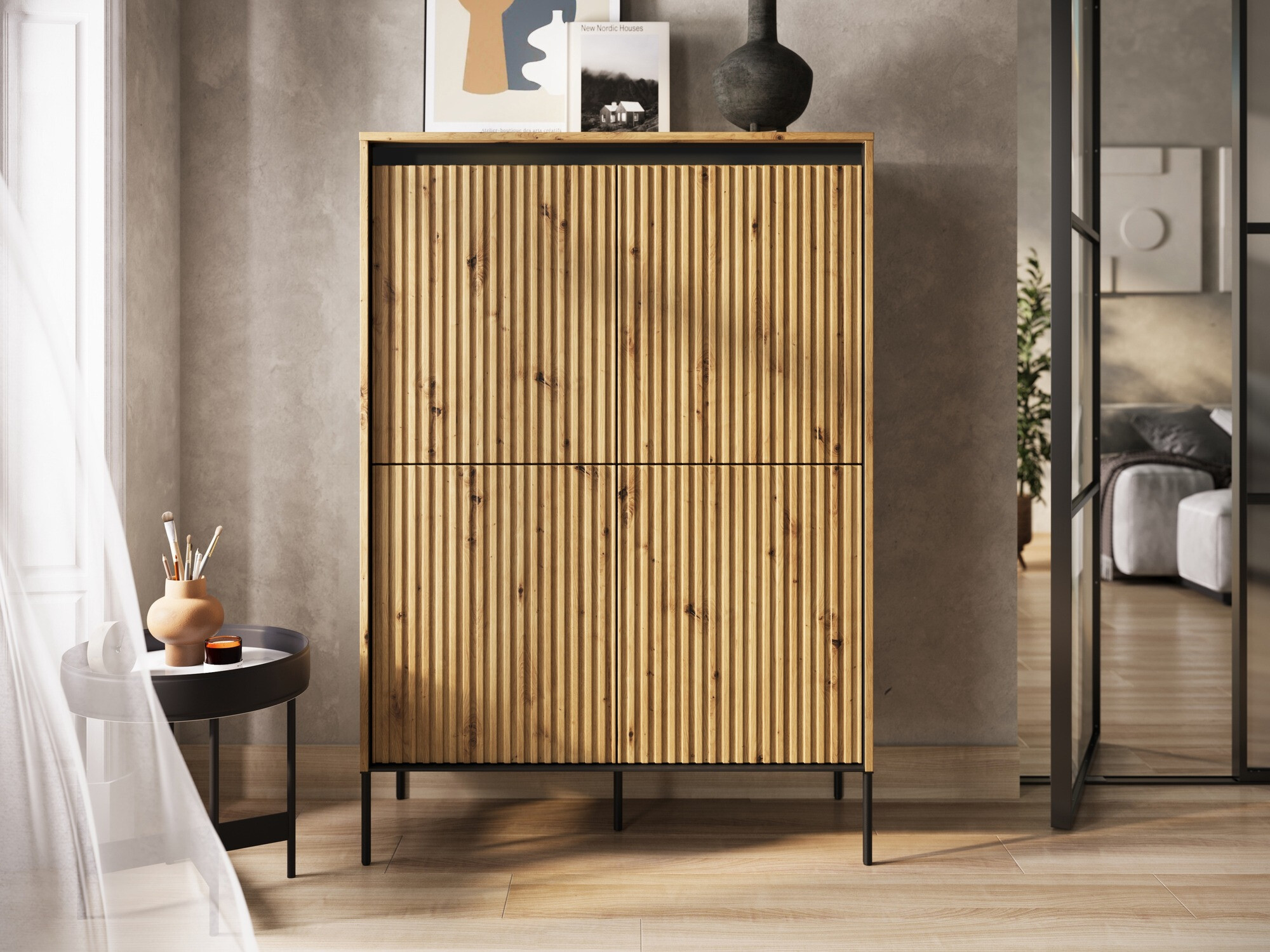 Sideboard Fernolu 102 (Artisan oak + Black)