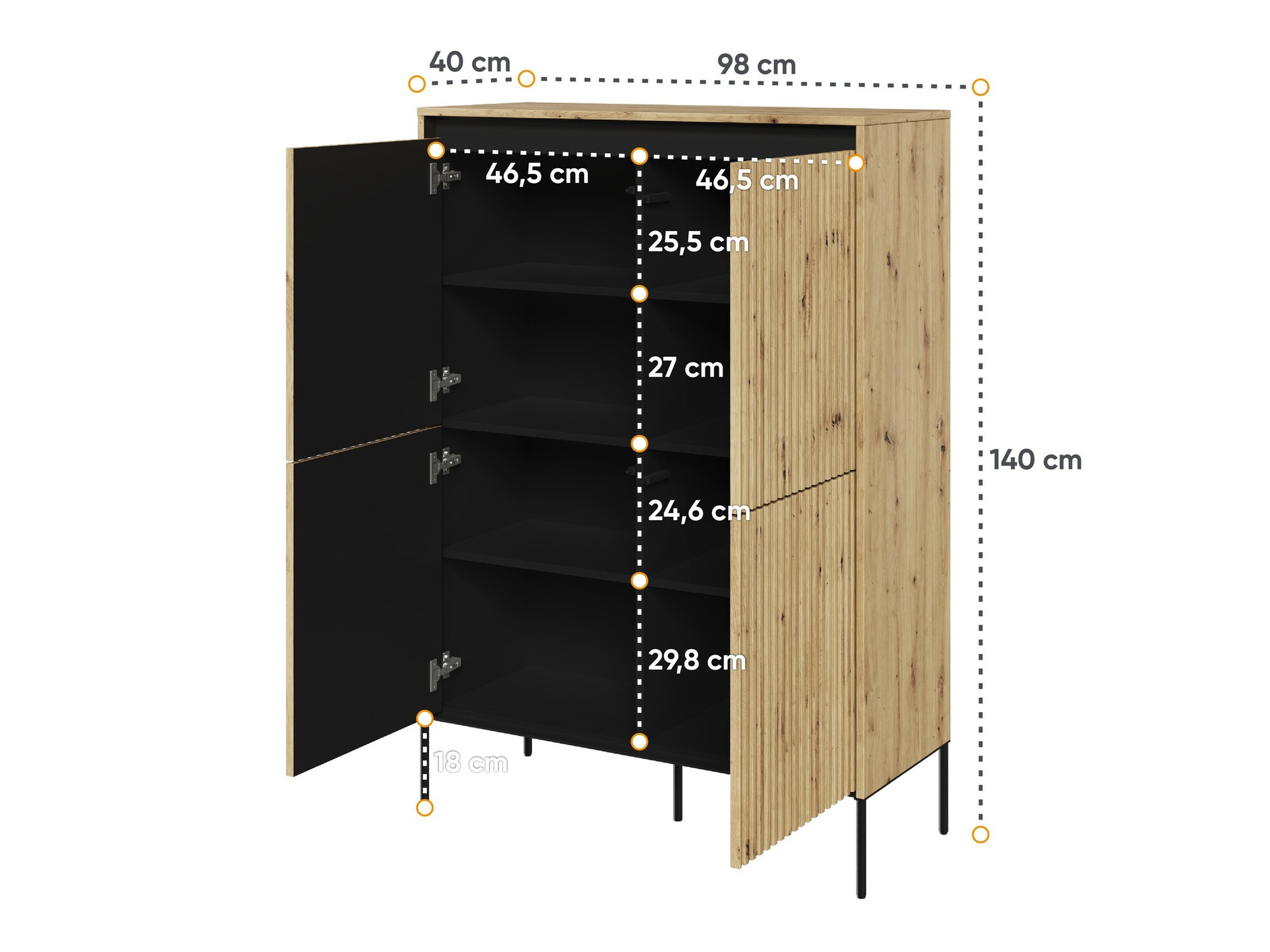 Sideboard Fernolu 102 (Artisan oak + Black)
