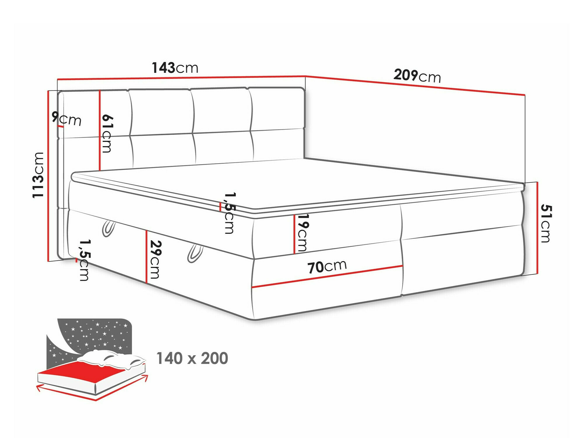Continental bed ComfiDream Nivina (Curio 02)