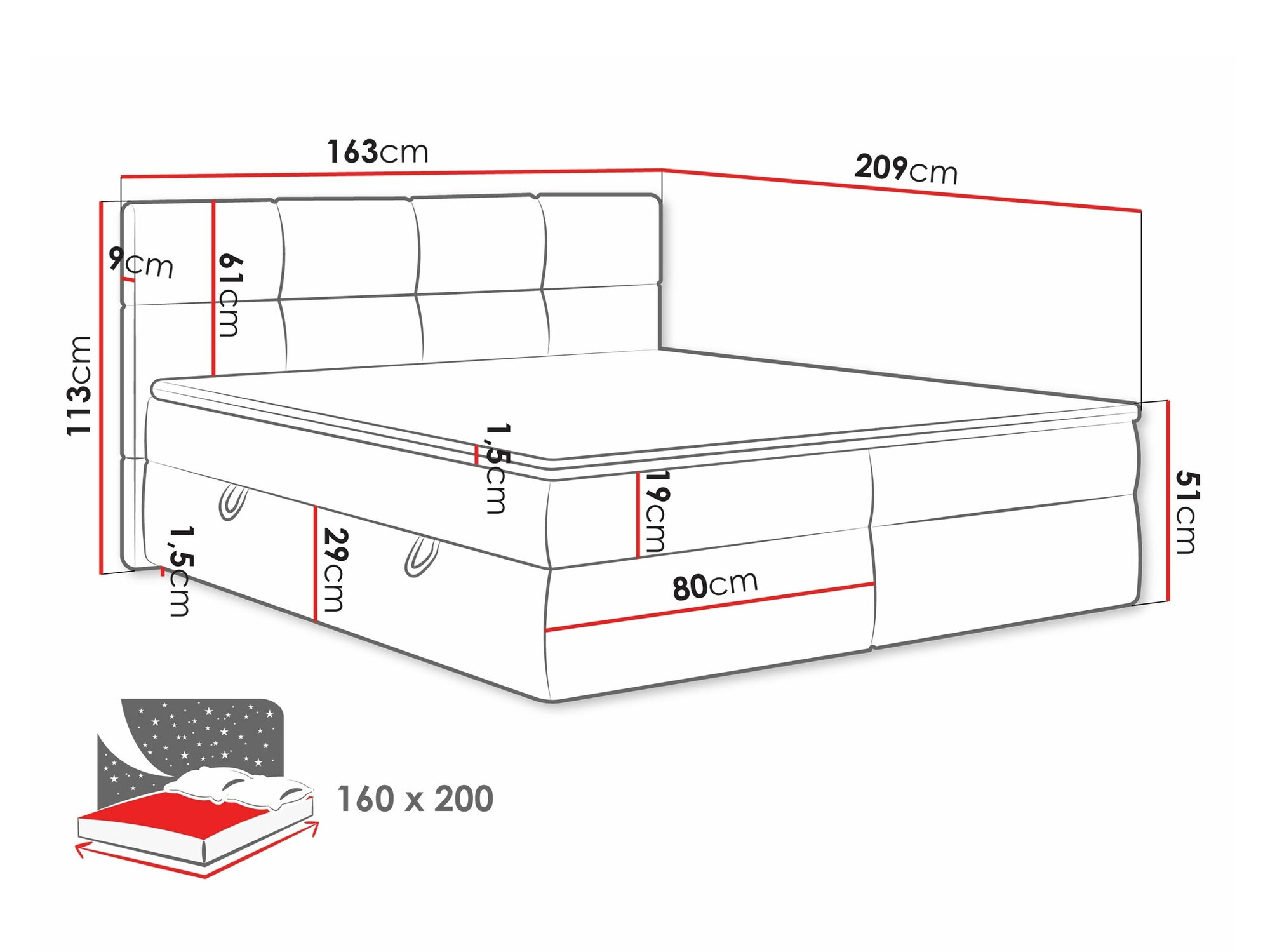 Continental bed ComfiDream Nivina (Curio 02)