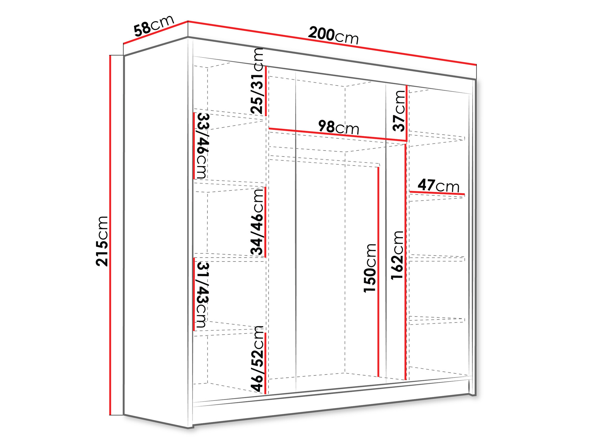 Wardrobe Closico Plenor VI (White + Black)