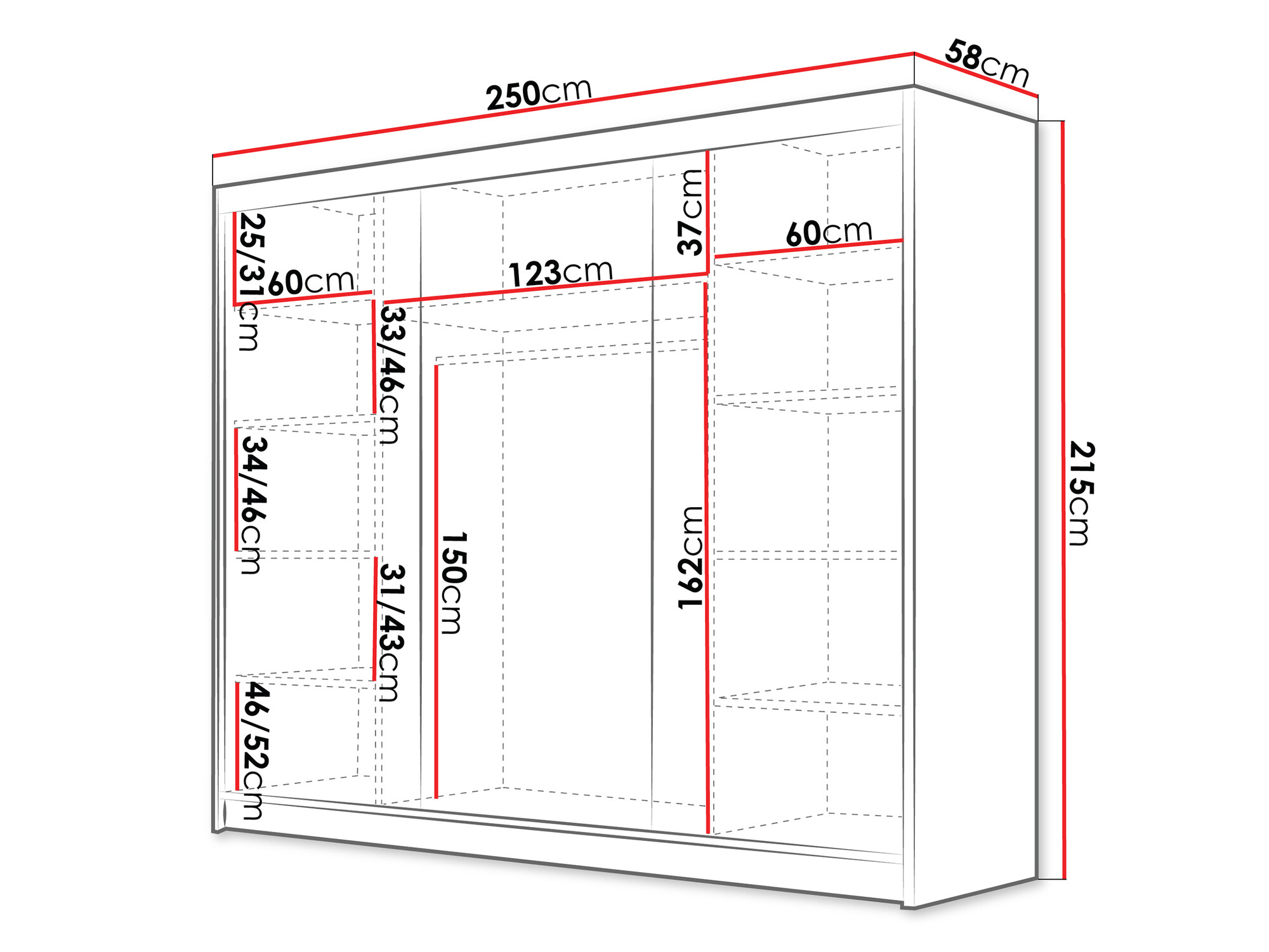 Wardrobe Closico Veltron II (White + Black)
