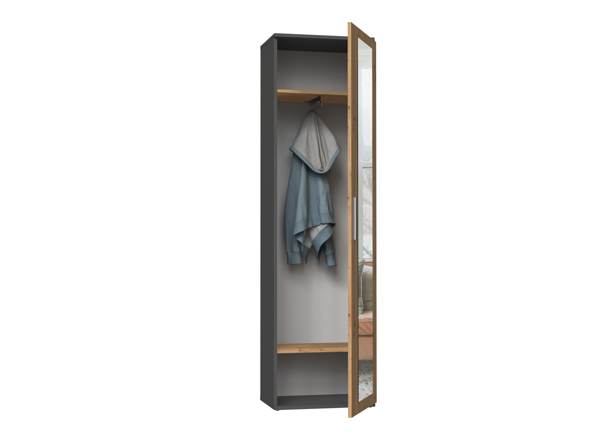 Wardrobe Mandeville 127 (Artisan oak + Anthracite)