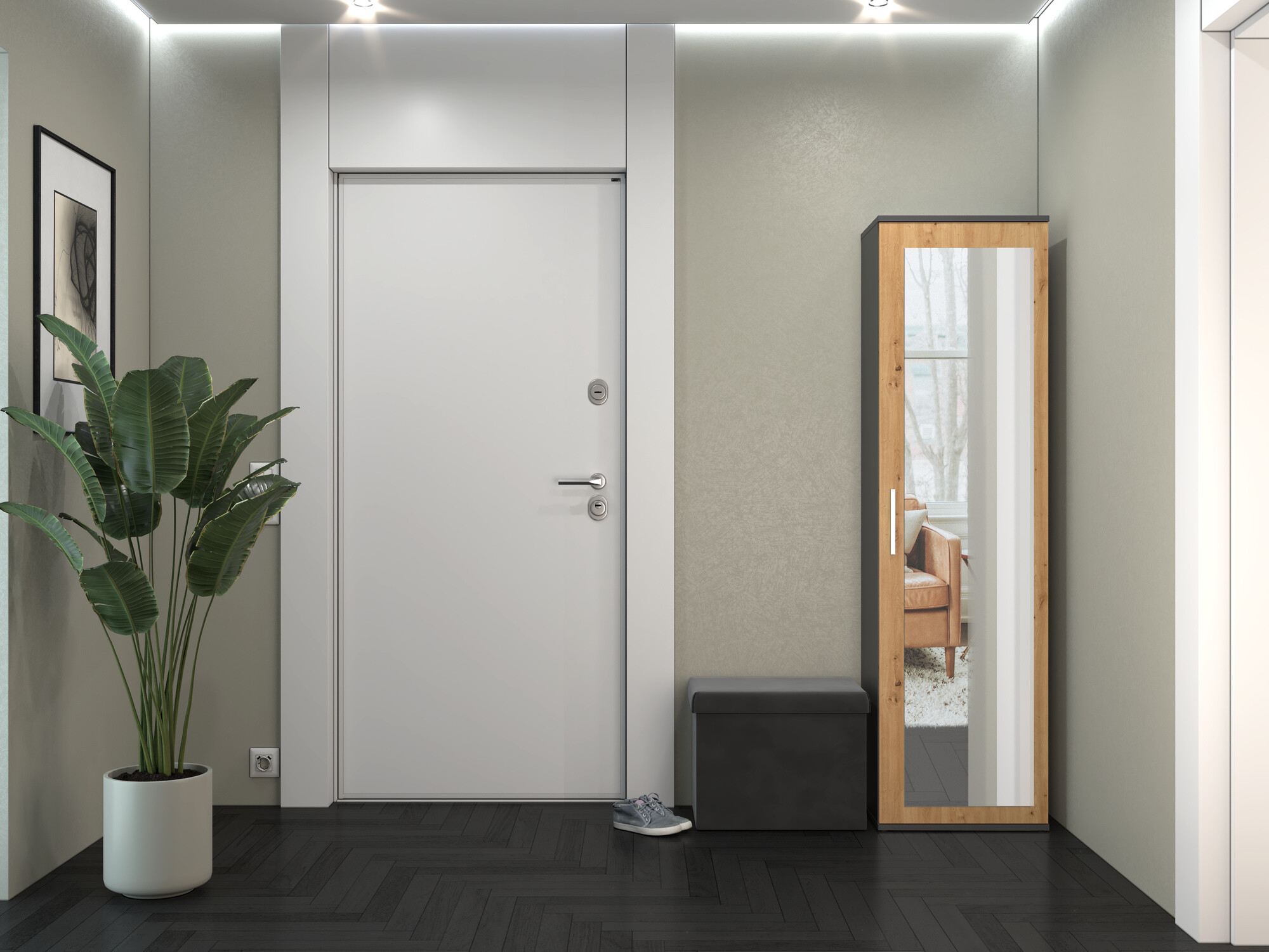 Wardrobe Mandeville 127 (Artisan oak + Anthracite)