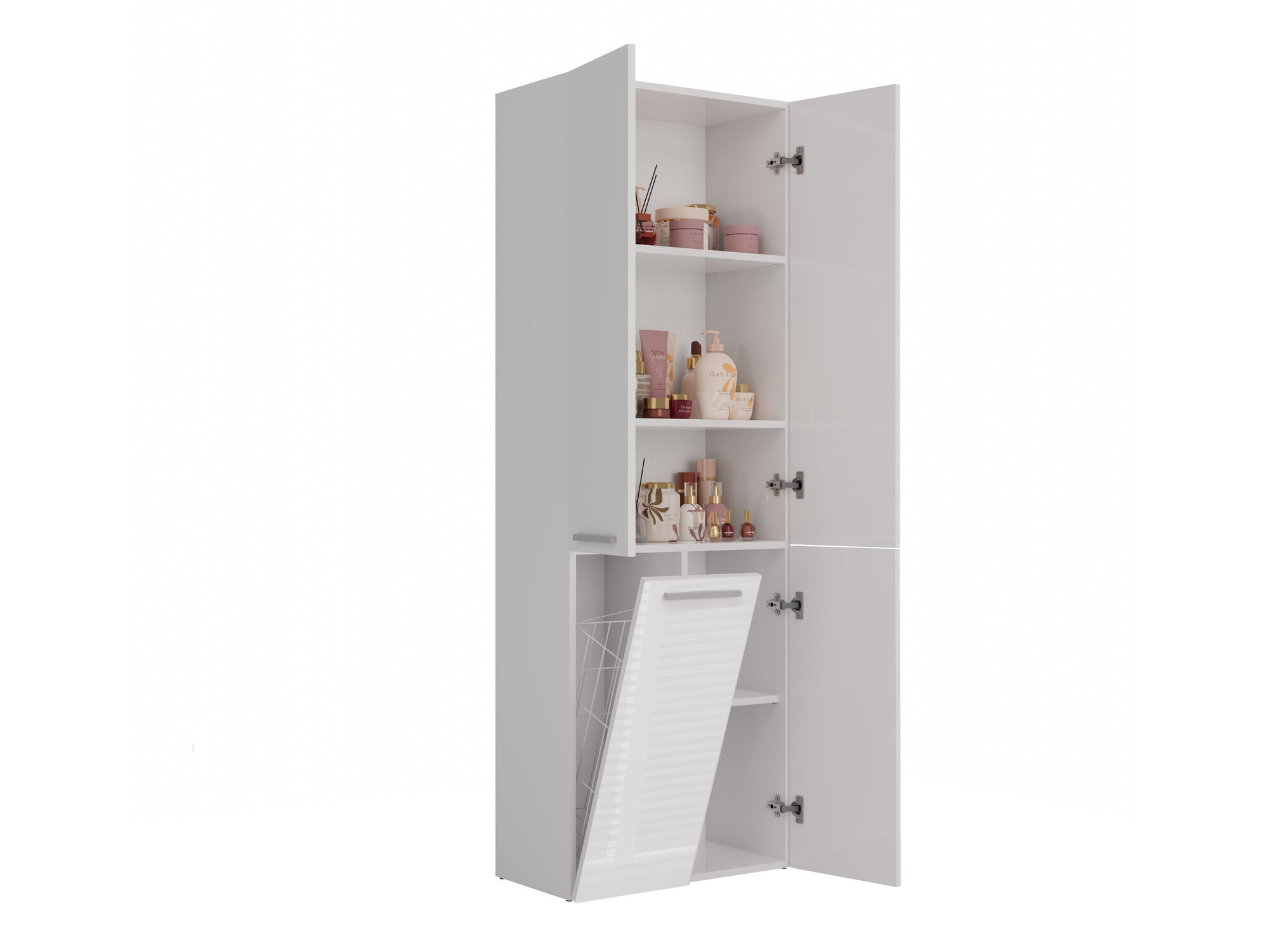 Standing bathroom cabinet Nolmaru 100 (White + Glossy white)