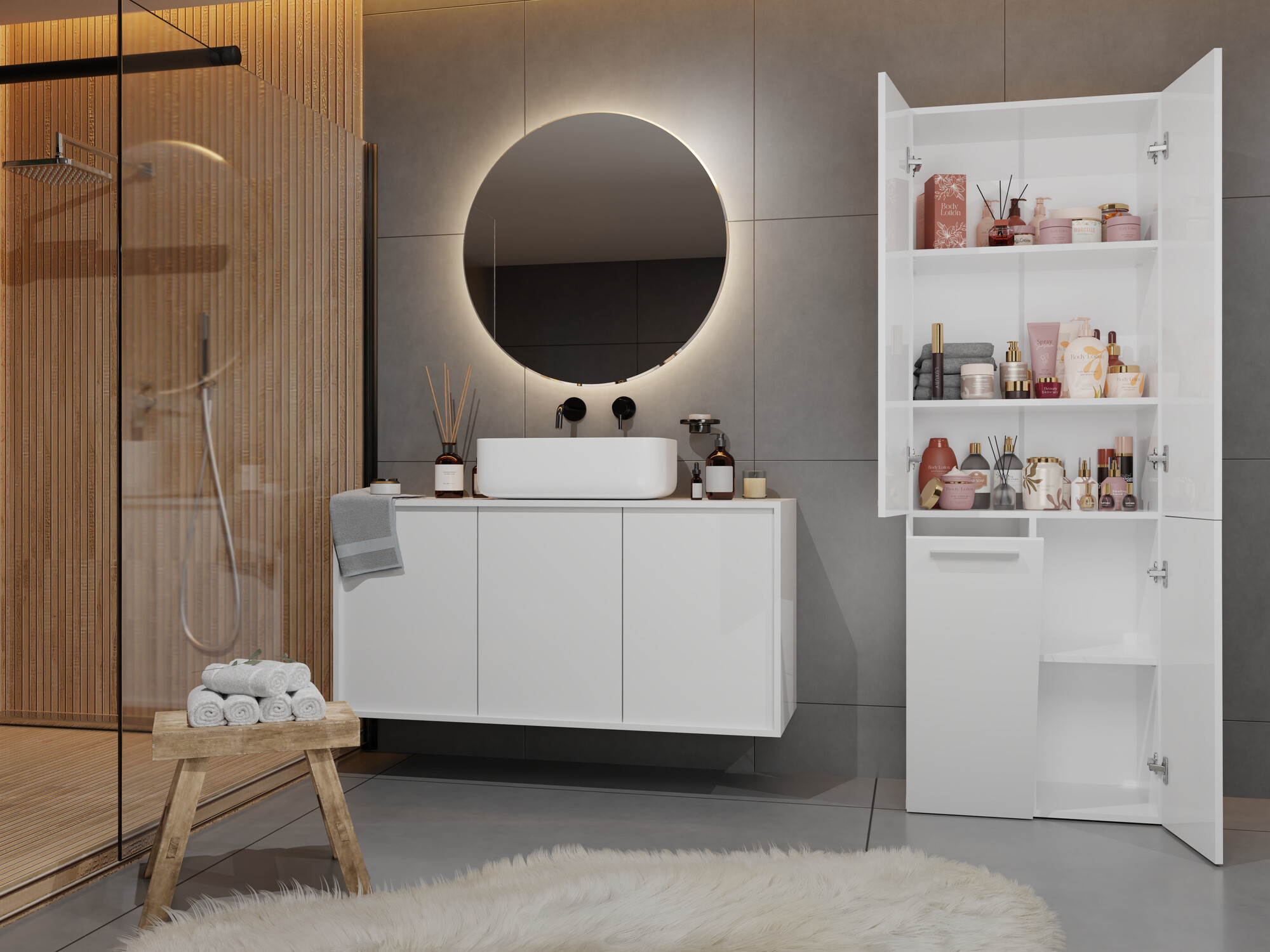 Standing bathroom cabinet Nolmaru 100 (White)