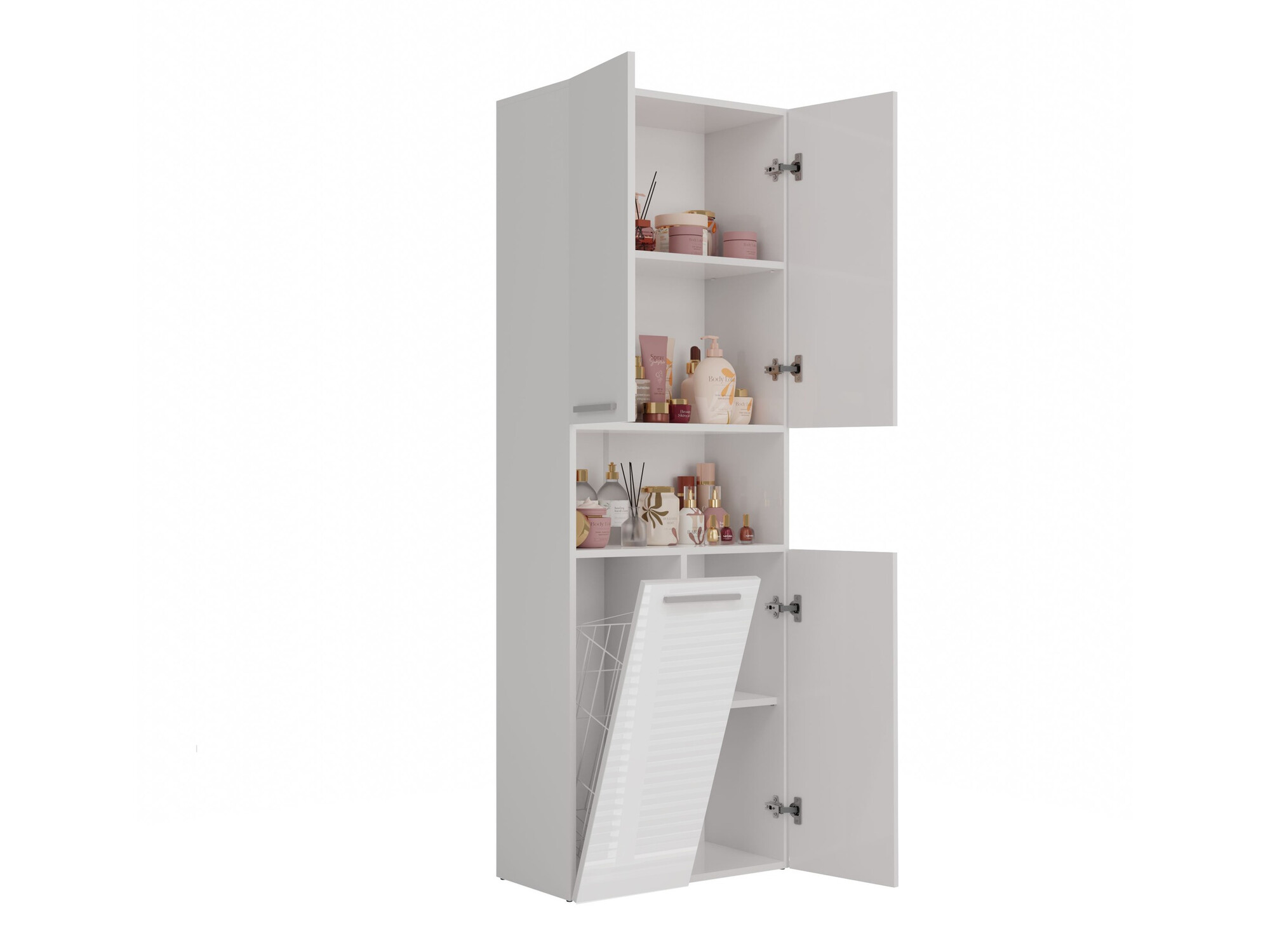 Standing bathroom cabinet Nolmaru 101 (White + Glossy white)