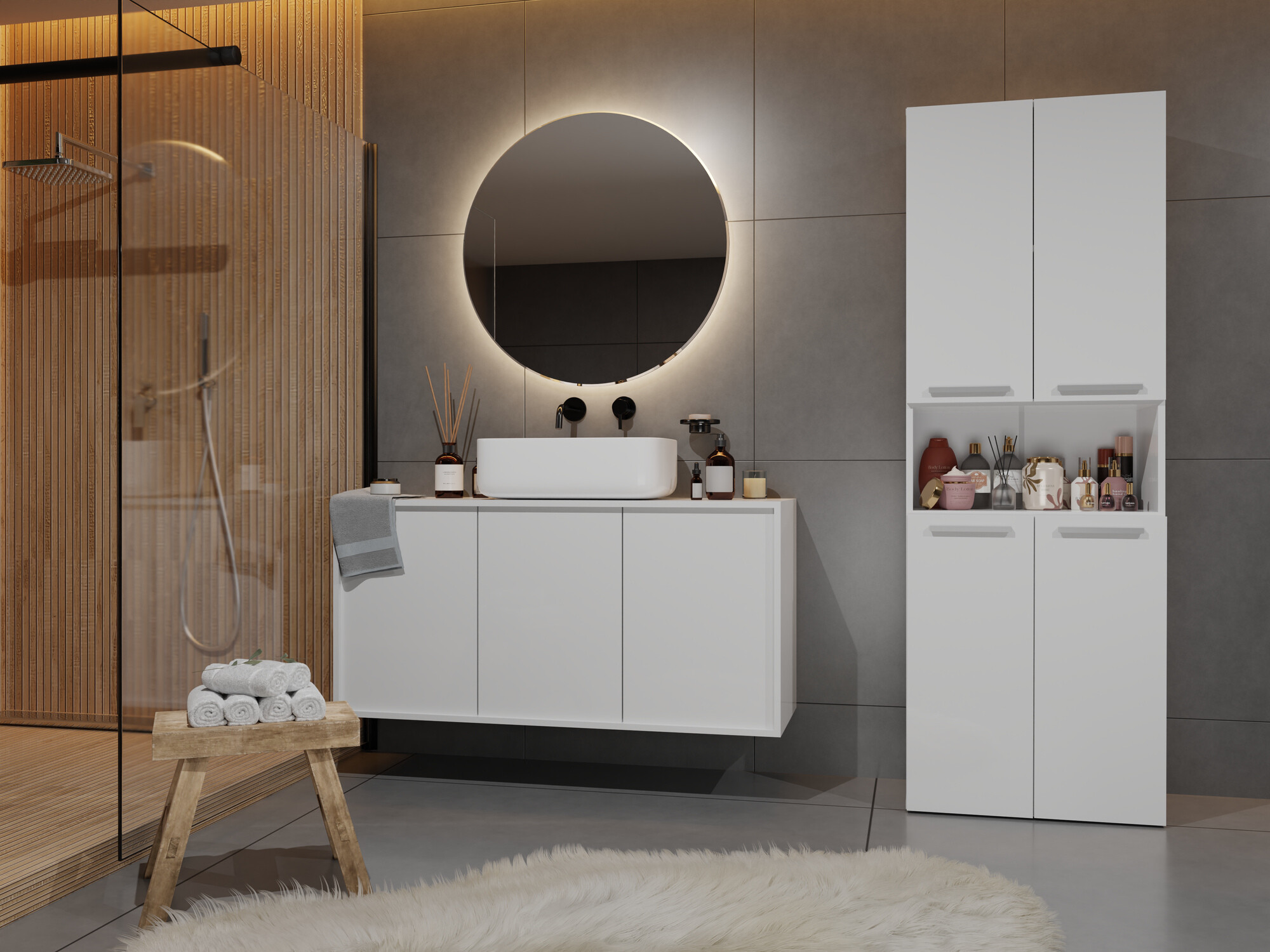 Standing bathroom cabinet Nolmaru 101 (White)