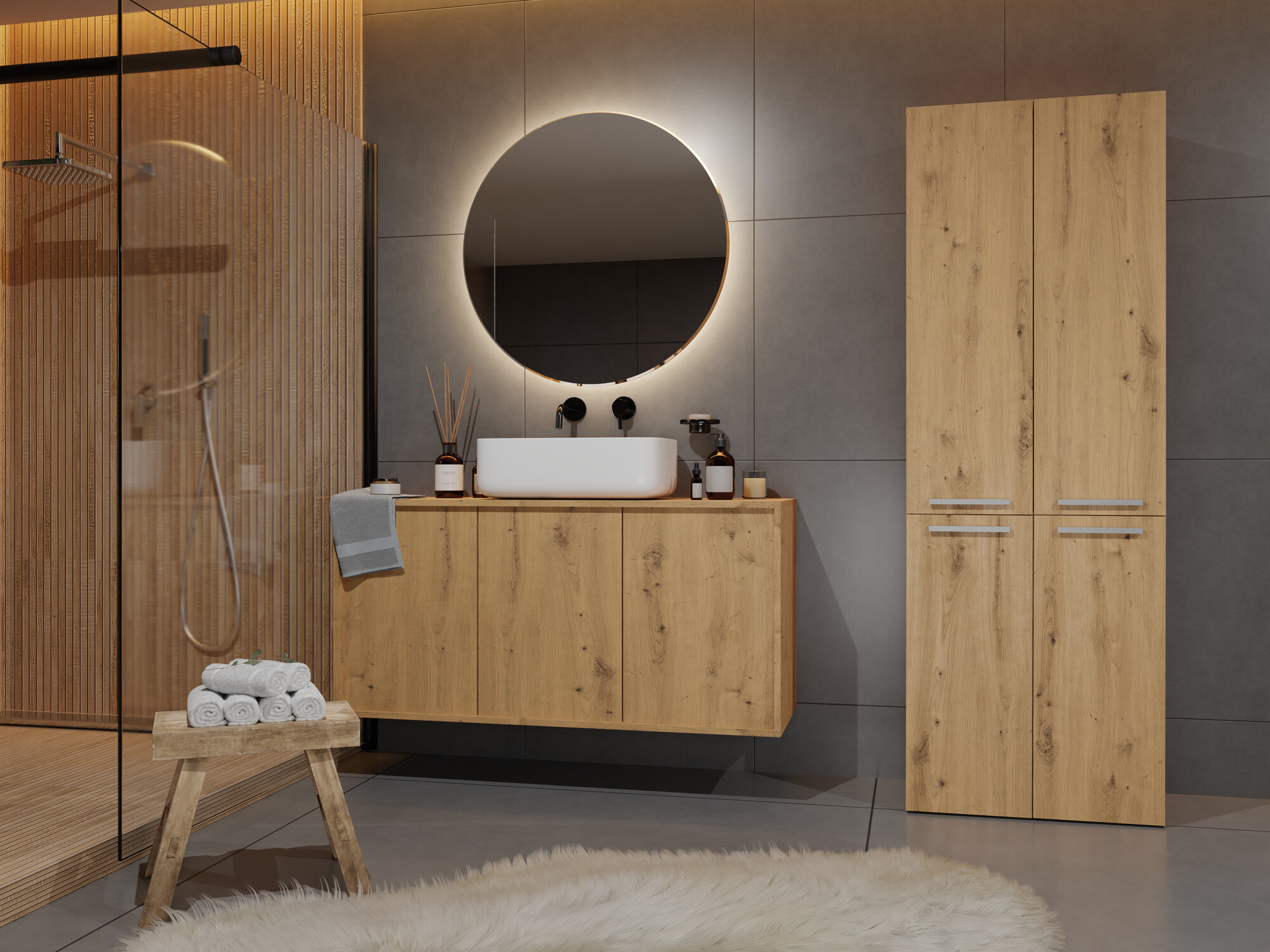 Standing bathroom cabinet Nolmaru 102 (Artisan oak)