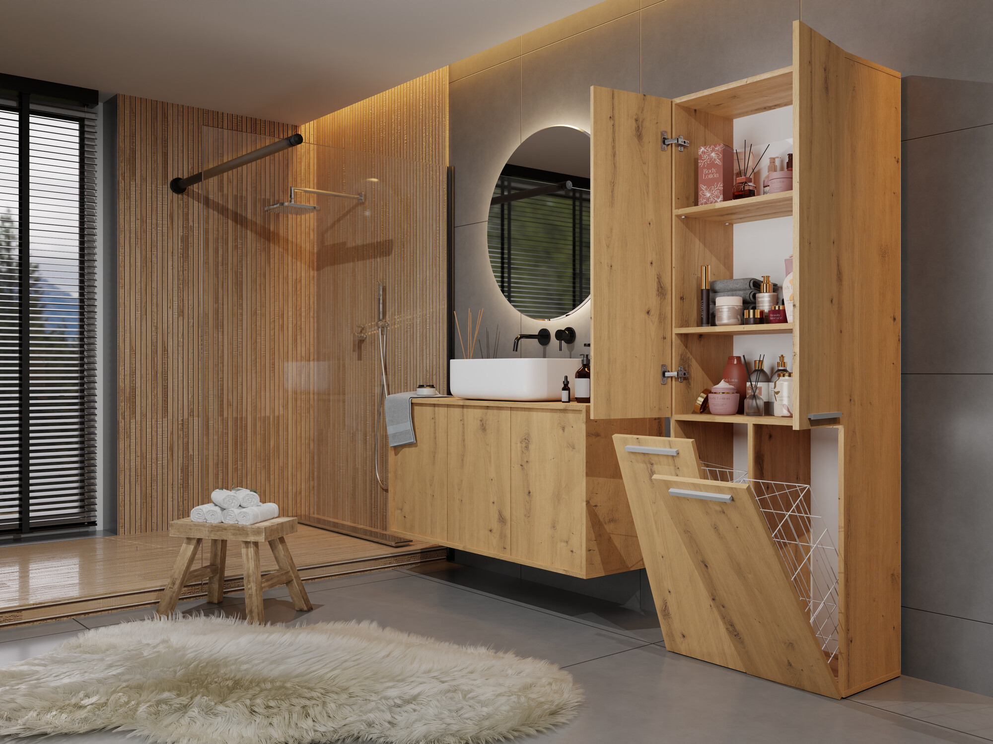 Standing bathroom cabinet Nolmaru 102 (Artisan oak)
