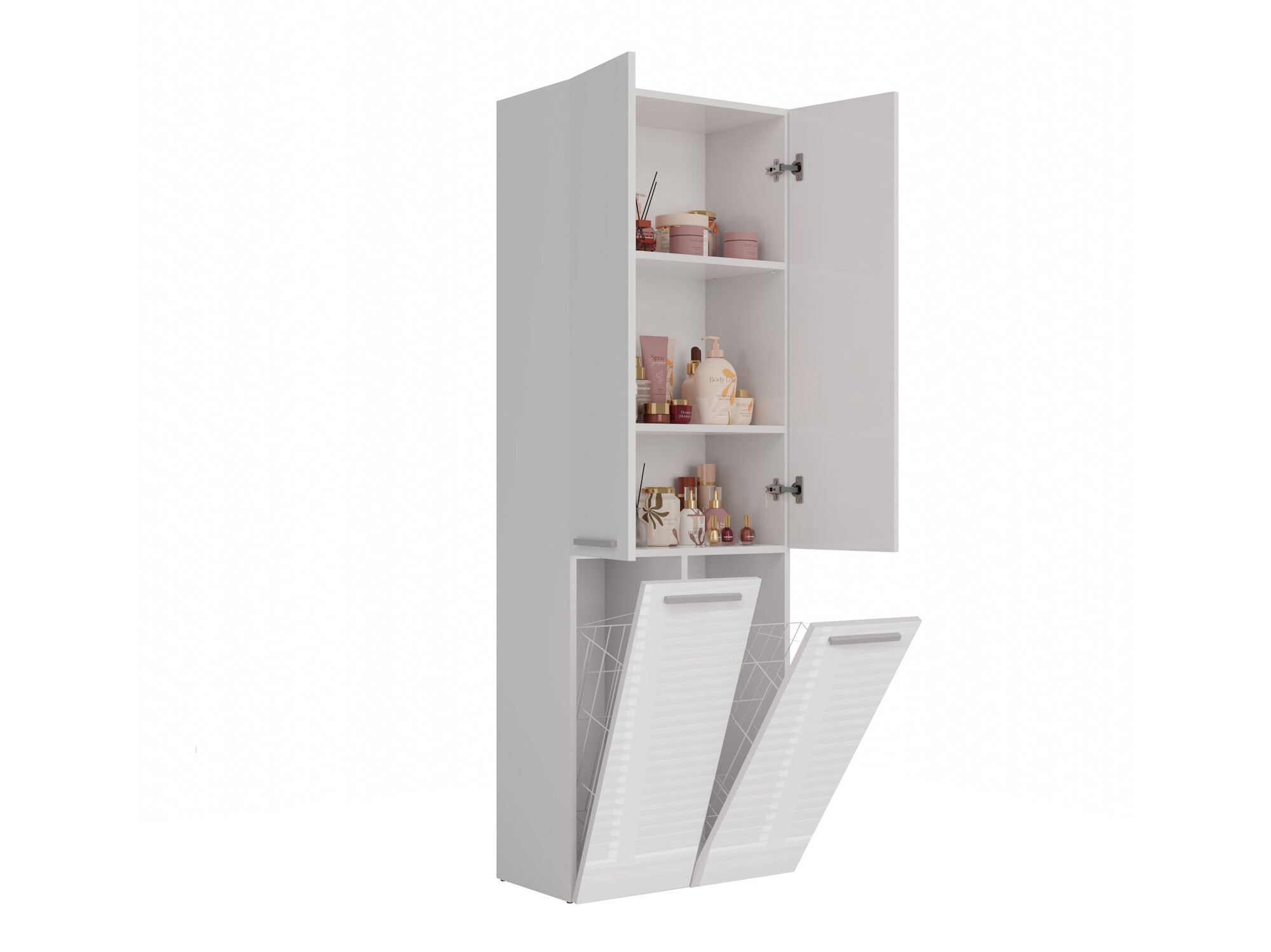 Standing bathroom cabinet Nolmaru 102 (White + Glossy white)
