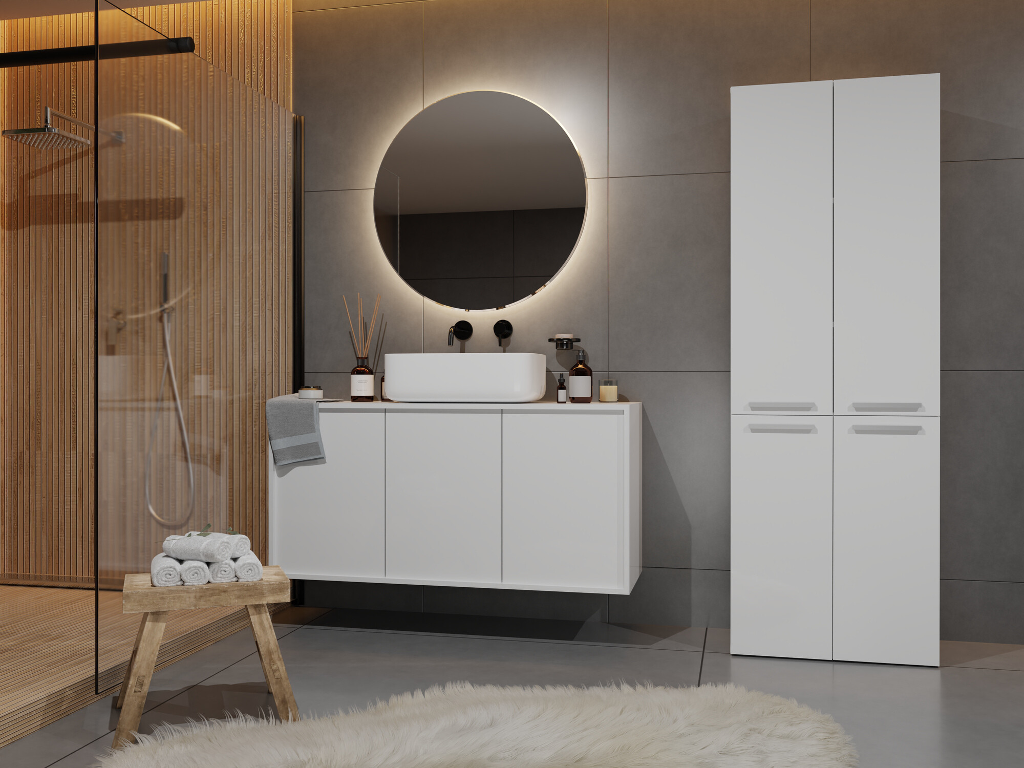 Standing bathroom cabinet Nolmaru 102 (White)