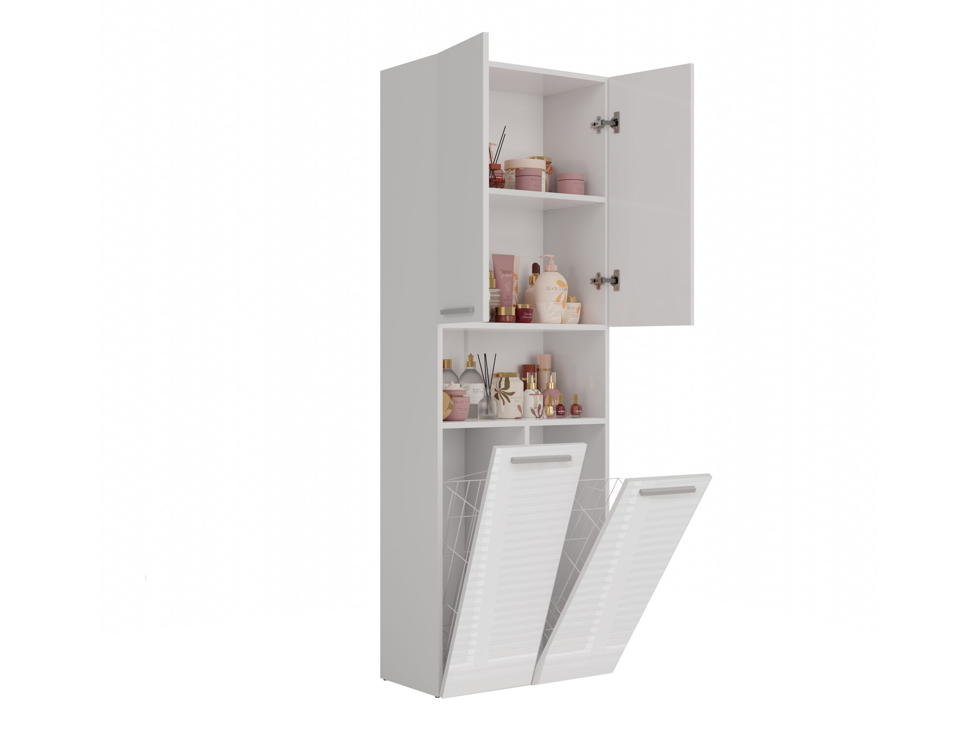 Standing bathroom cabinet Nolmaru 103 (White + Glossy white)