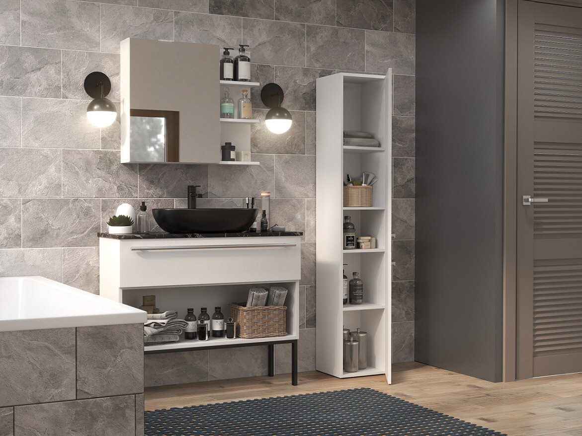 Standing bathroom cabinet Nolmaru 105 (White)