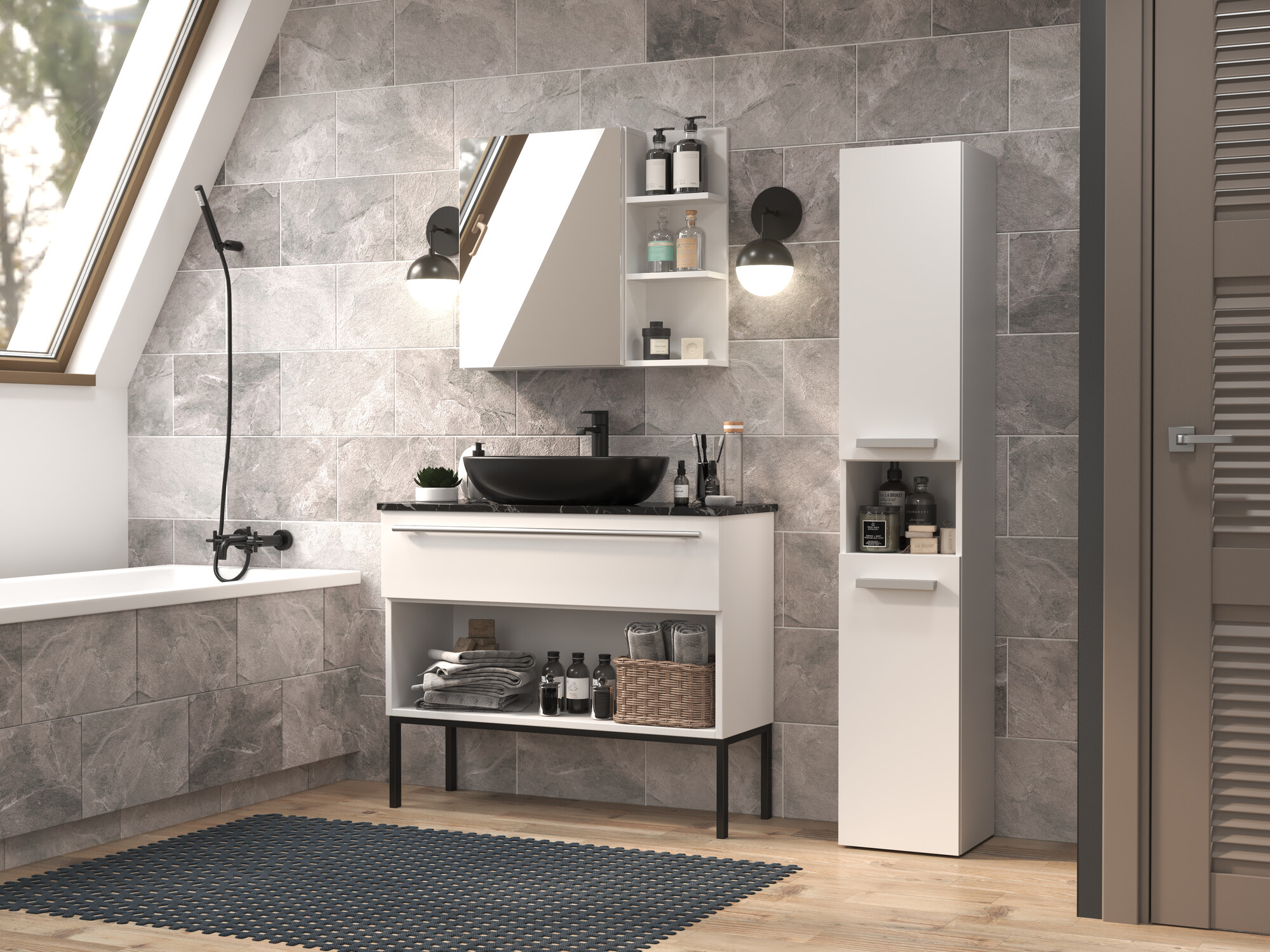 Standing bathroom cabinet Nolmaru 106 (White)