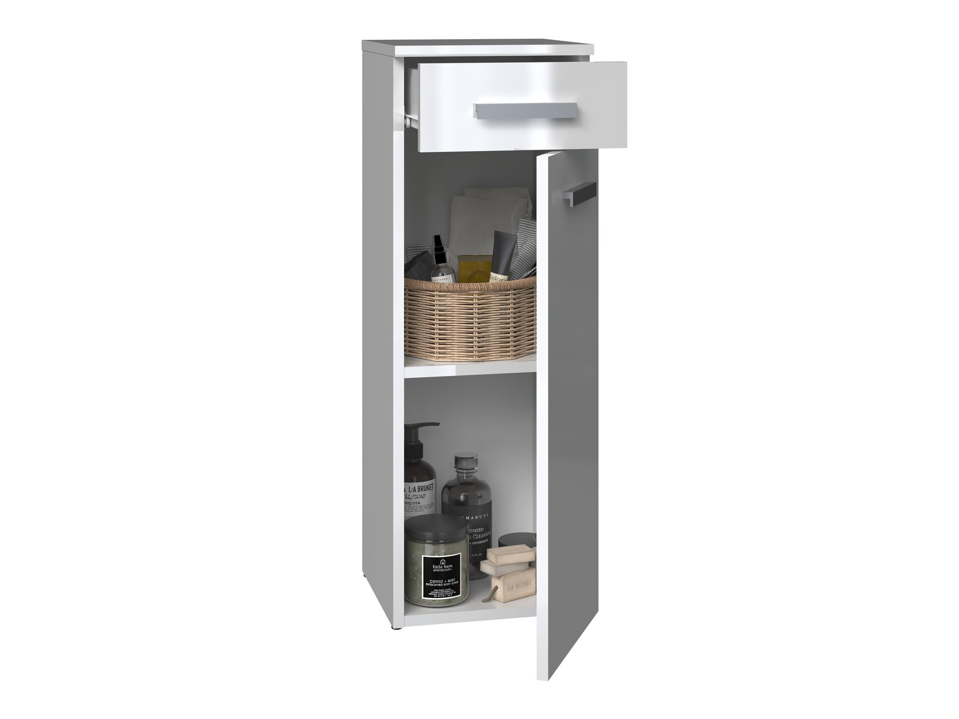 Standing bathroom cabinet Nolmaru 109 (White + Glossy white)