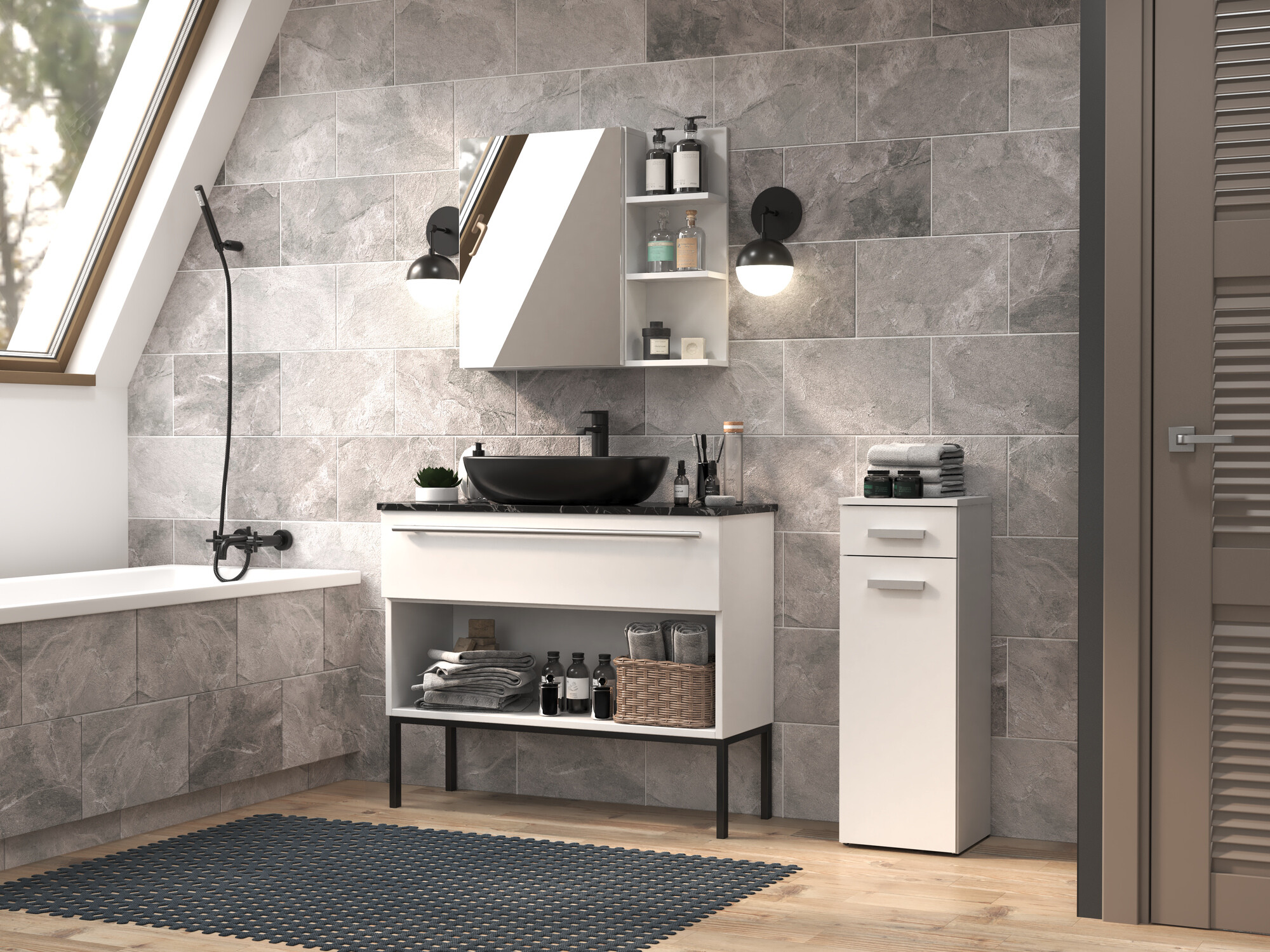 Standing bathroom cabinet Nolmaru 109 (White)