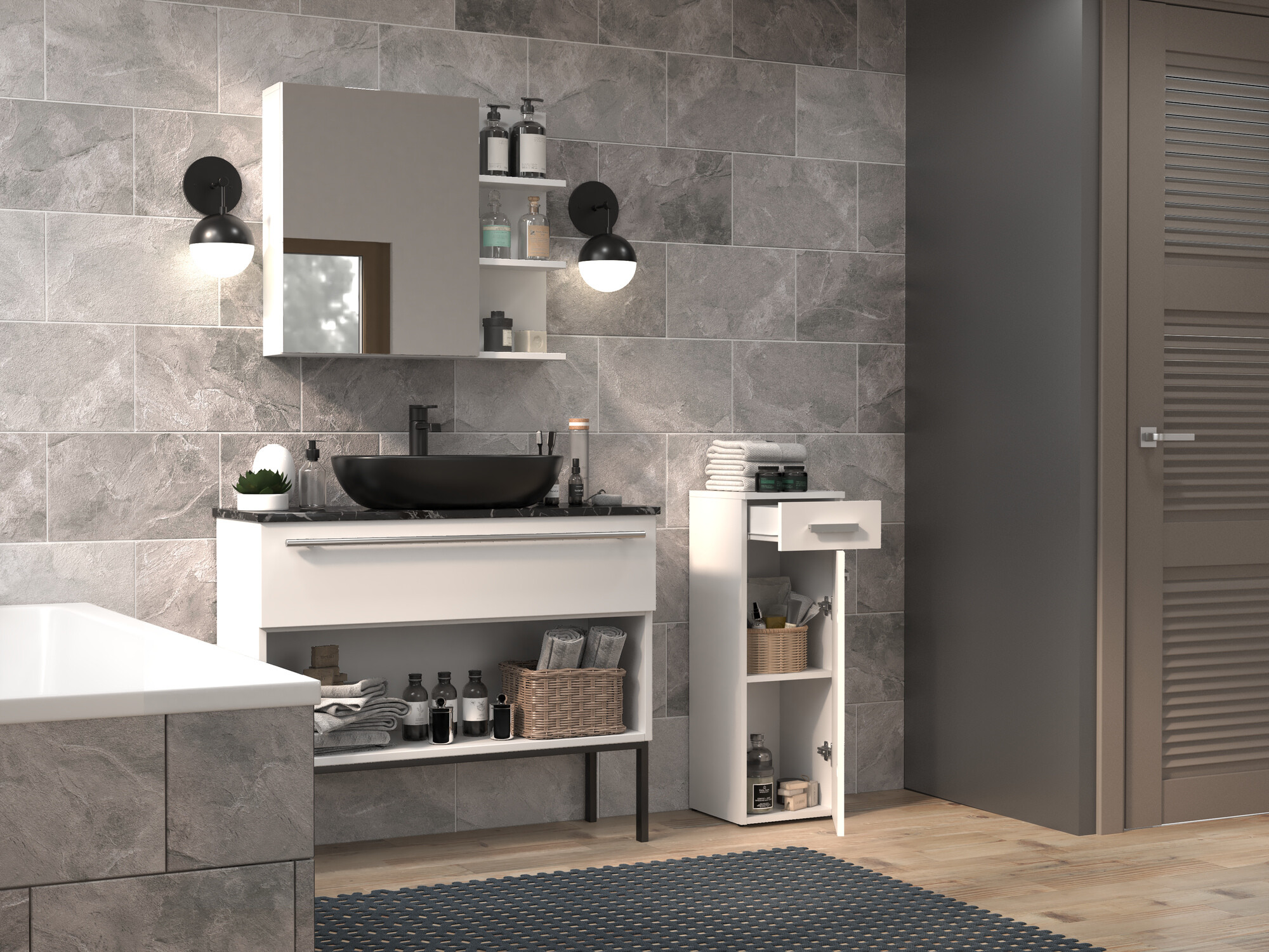 Standing bathroom cabinet Nolmaru 109 (White)
