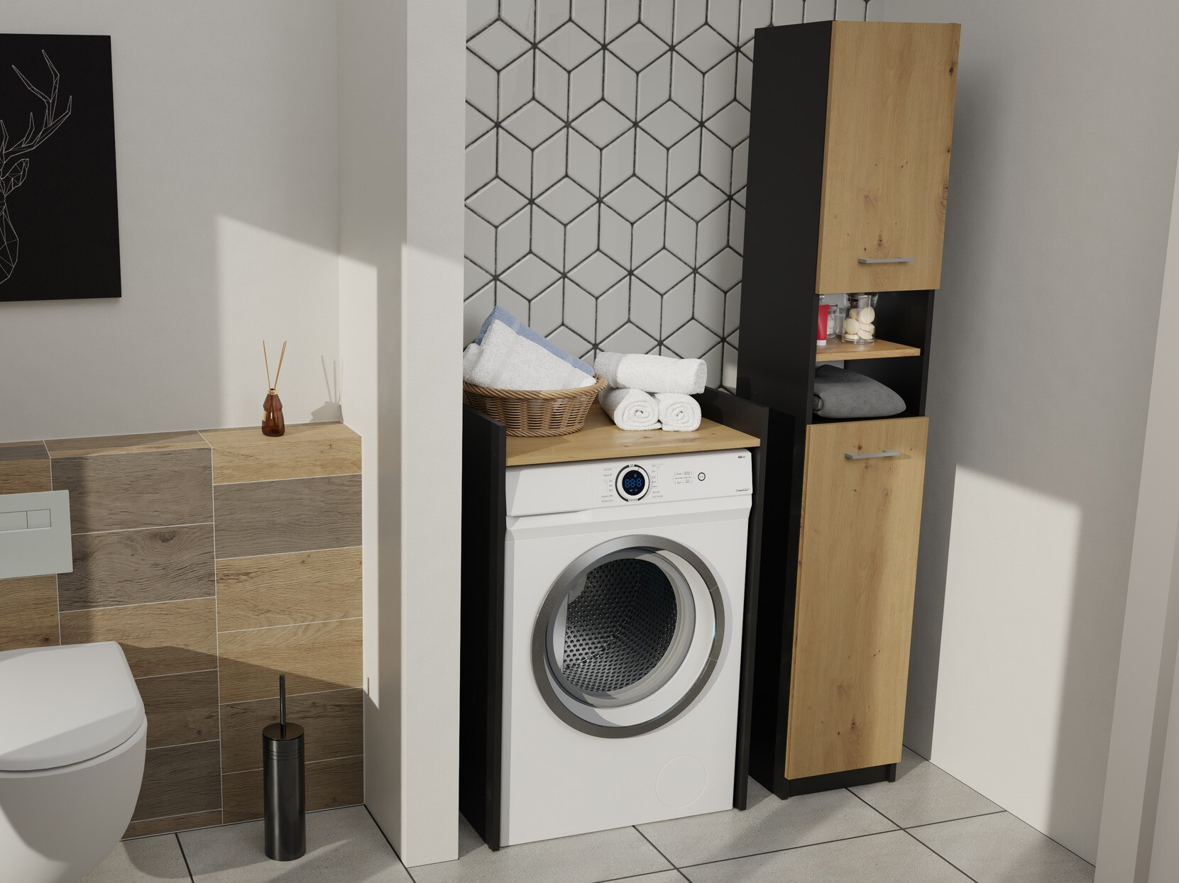 Bathroom shelf Balelbo 102 (Anthracite + Artisan oak)