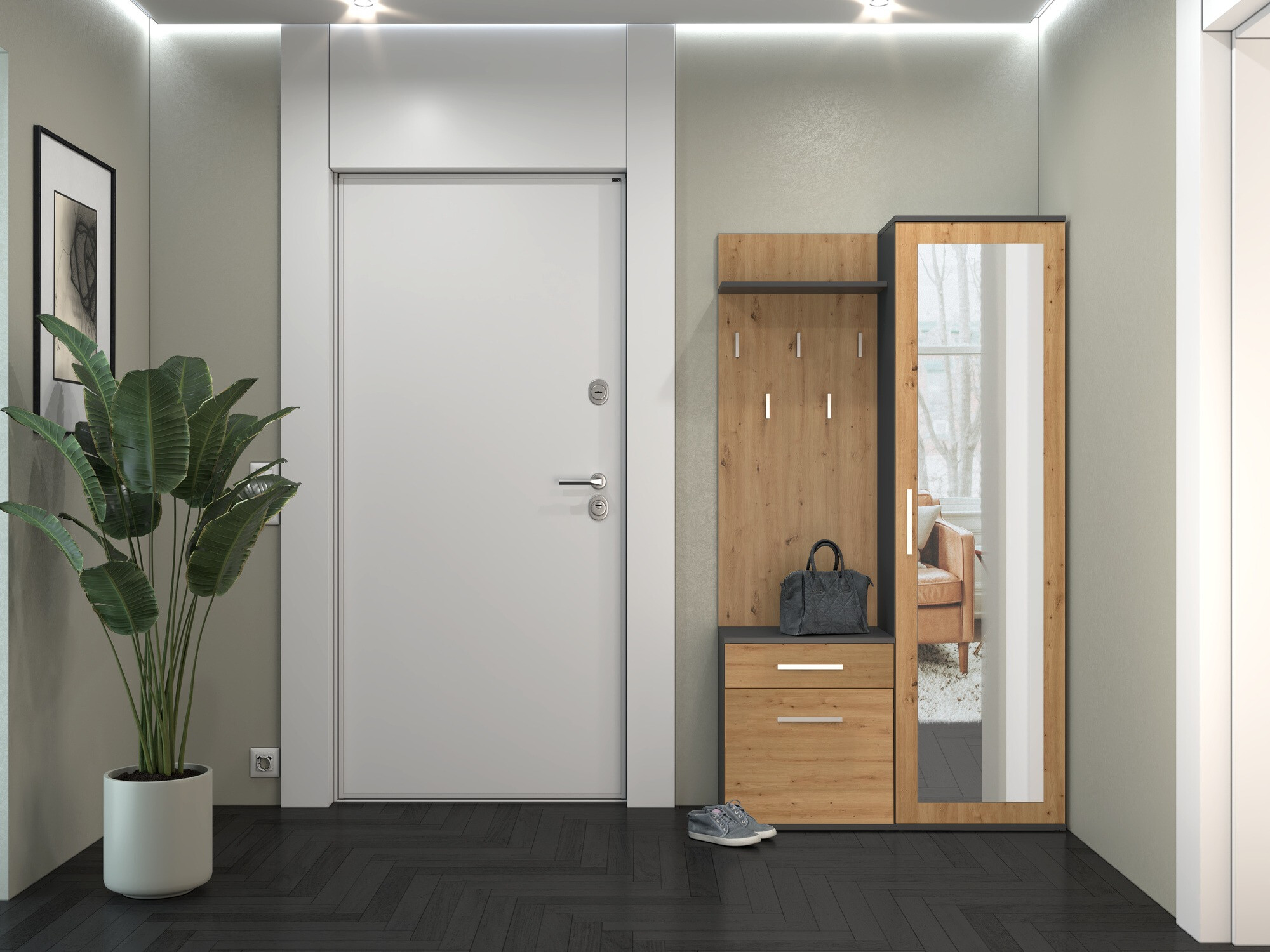 Wardrobe Mandeville 127 (Artisan oak + Anthracite)