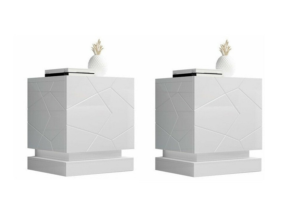 Set of bedside tables Linar (White + Glossy white)