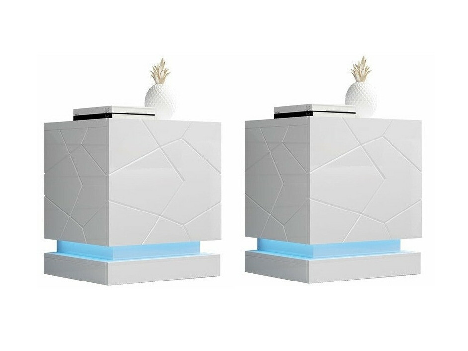 Set of bedside tables Linar (White + Glossy white)