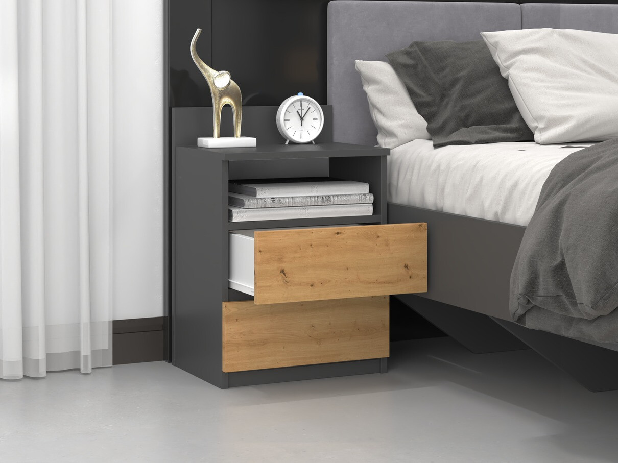 Bedside table Elbvelu 119 (Anthracite + Artisan oak)
