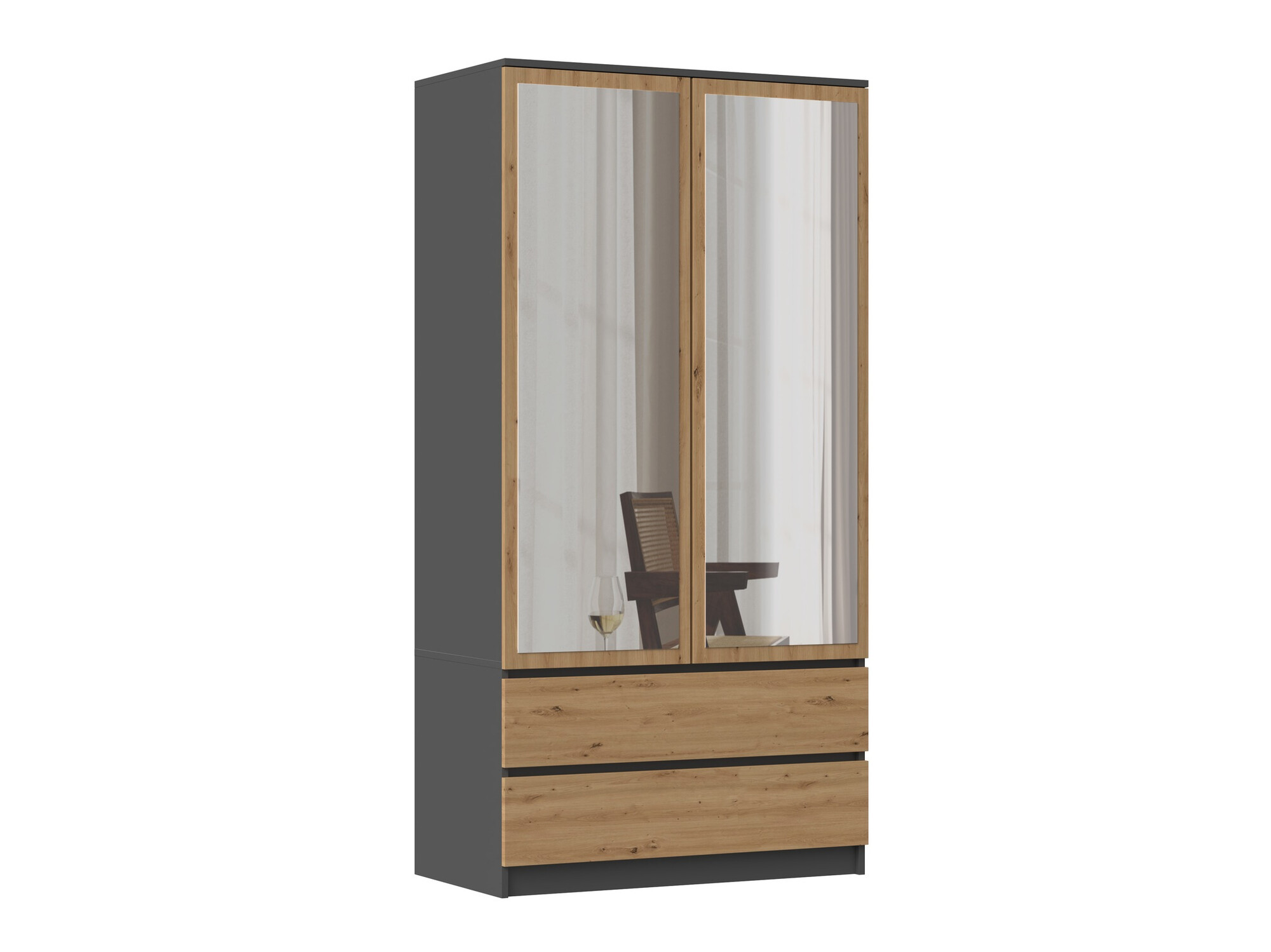 Wardrobe Elbvelu 116 (Anthracite + Artisan oak)