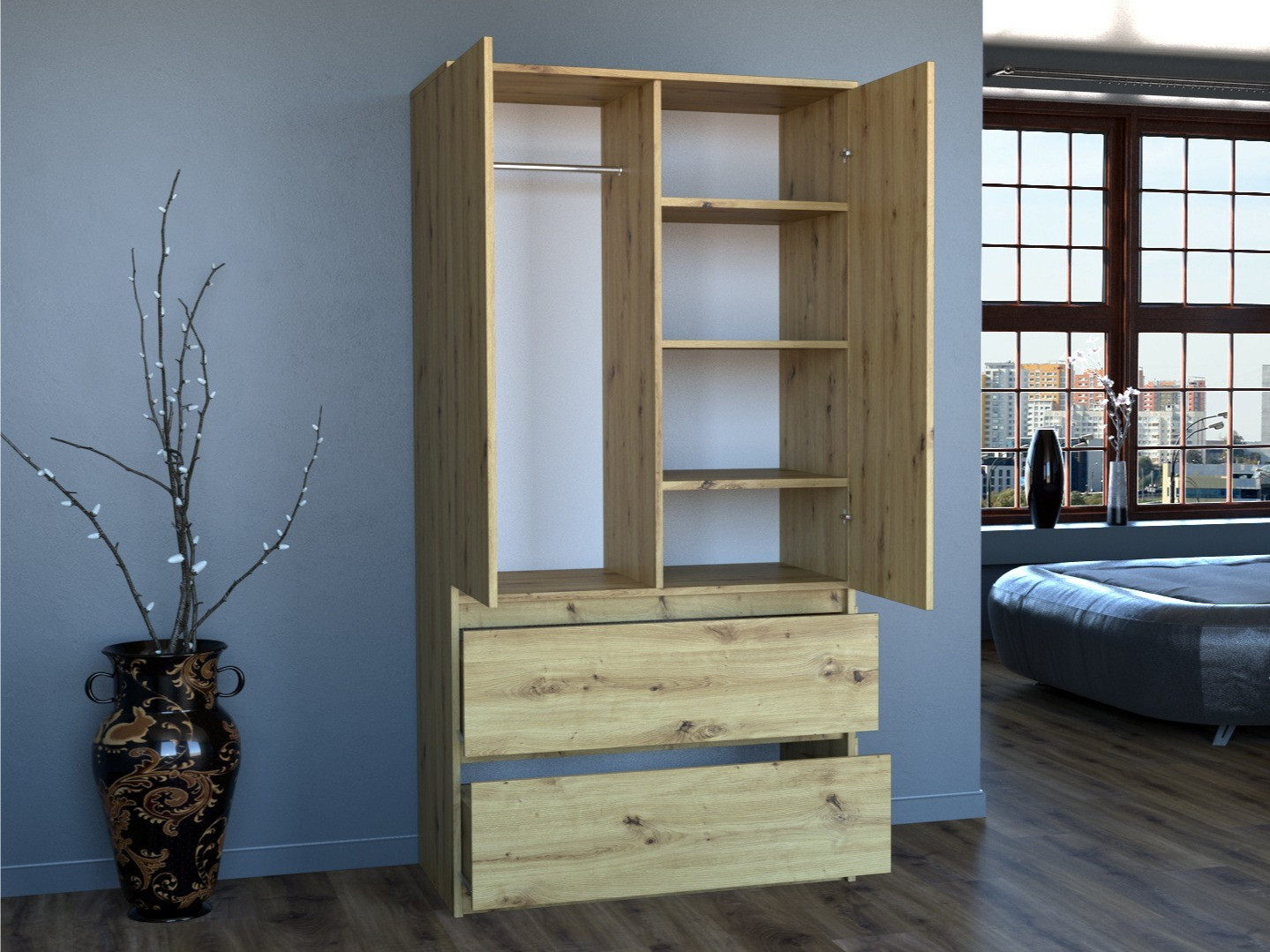 Wardrobe Elbvelu 116 (Artisan oak)