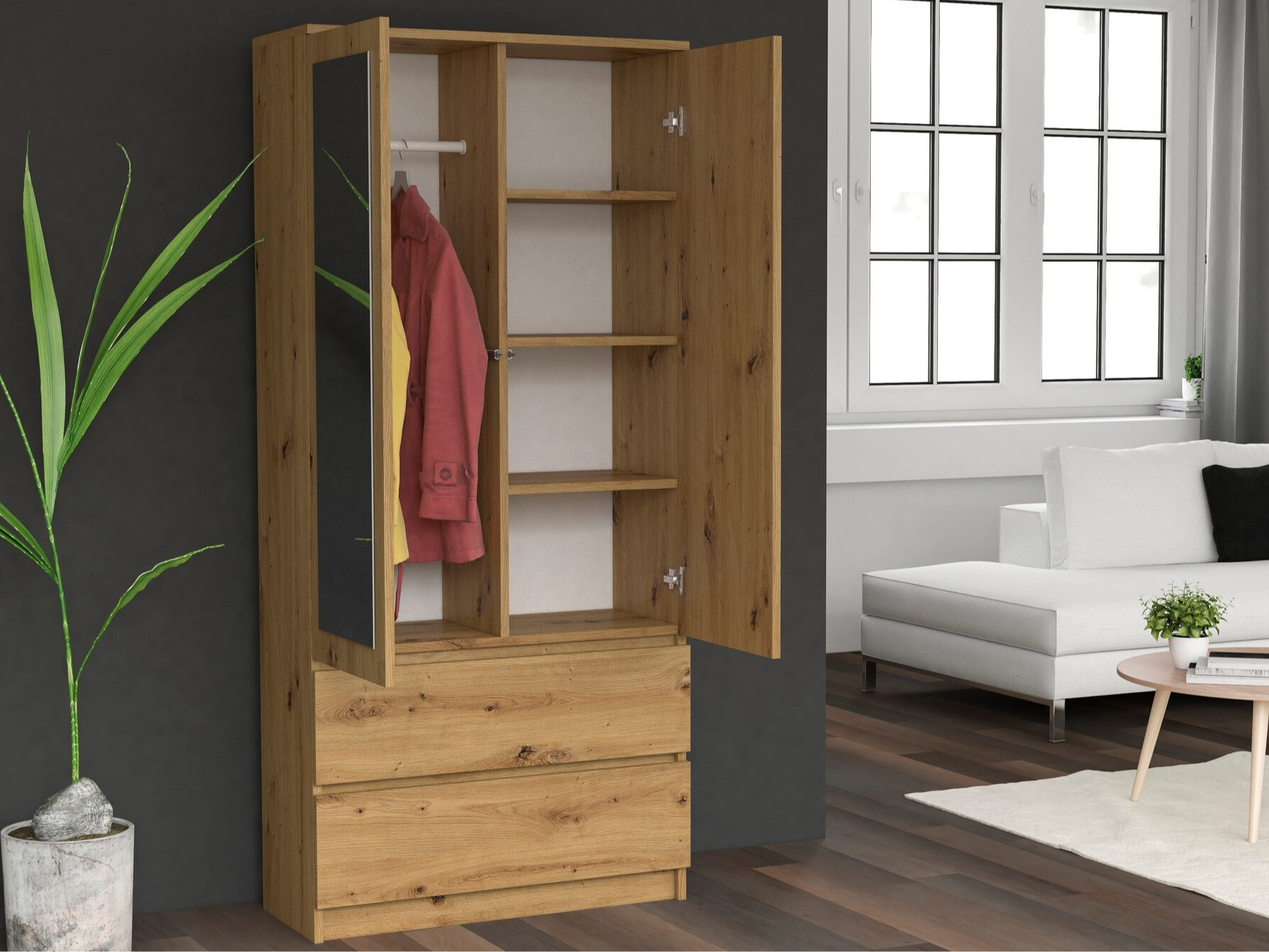 Wardrobe Elbvelu 116 (Artisan oak)