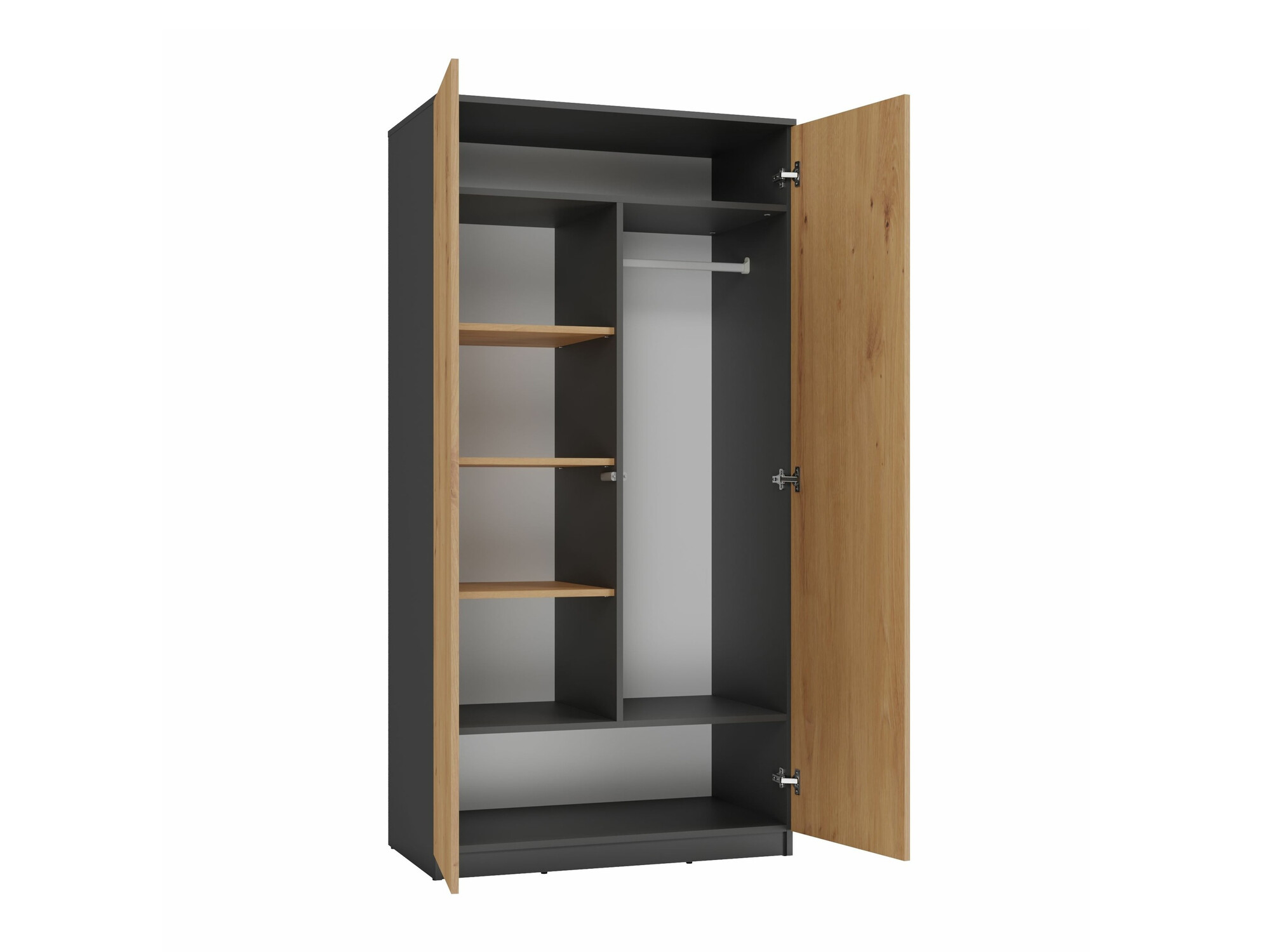 Wardrobe Elbvelu 117 (Anthracite + Artisan oak)