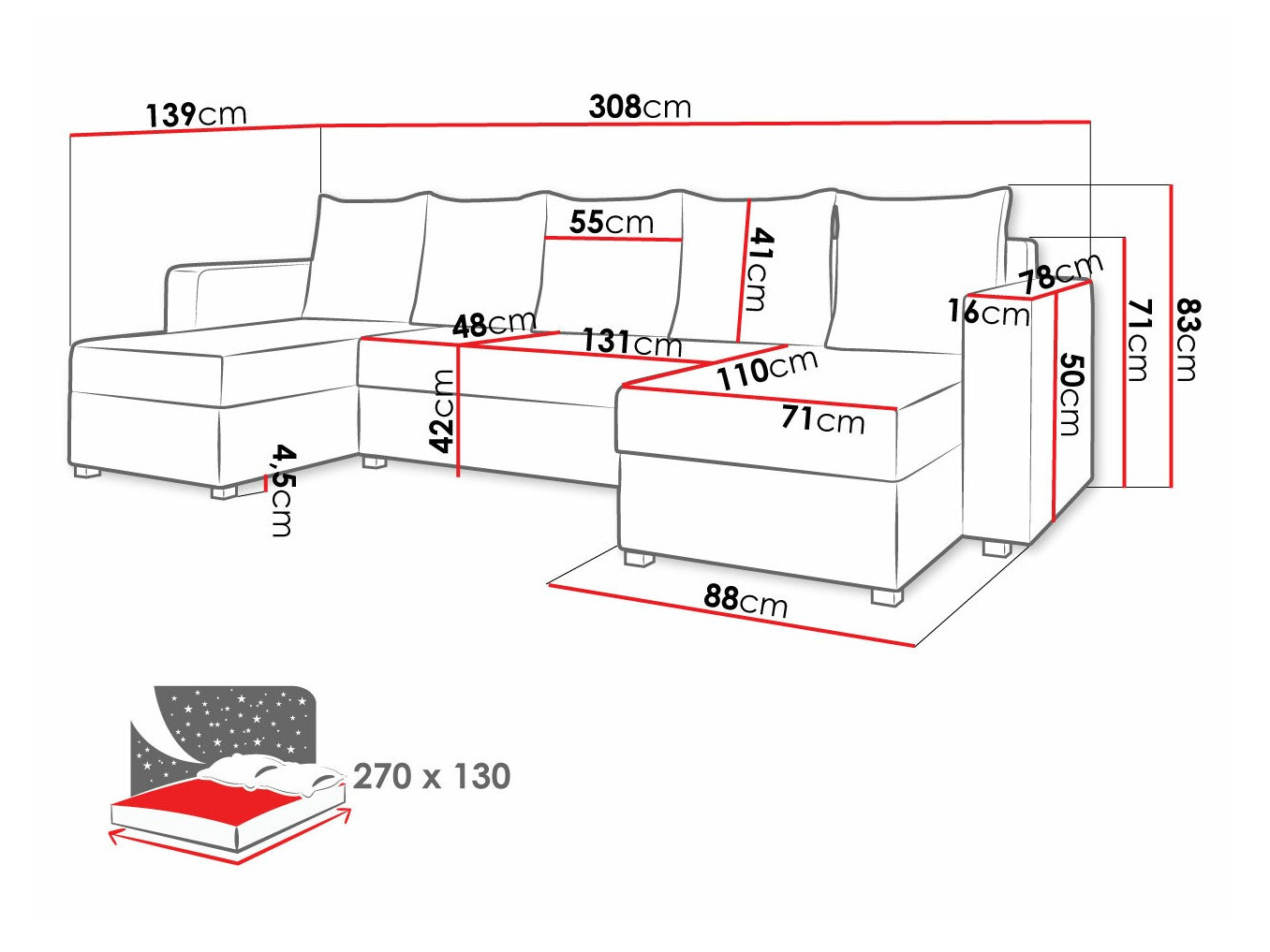Corner sofa Memphis 121 (Soft 017 + Lawa 05)