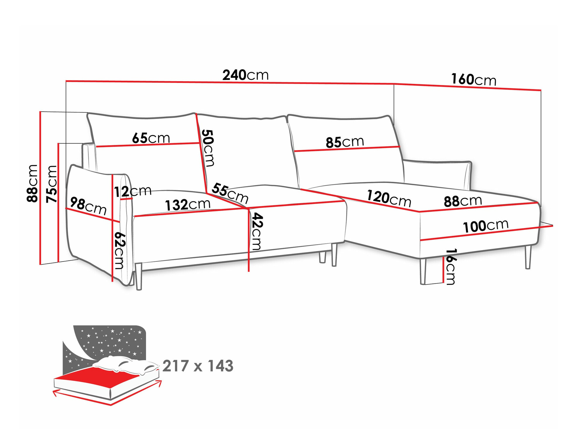Corner sofa Columbus 224 (Velo 621)