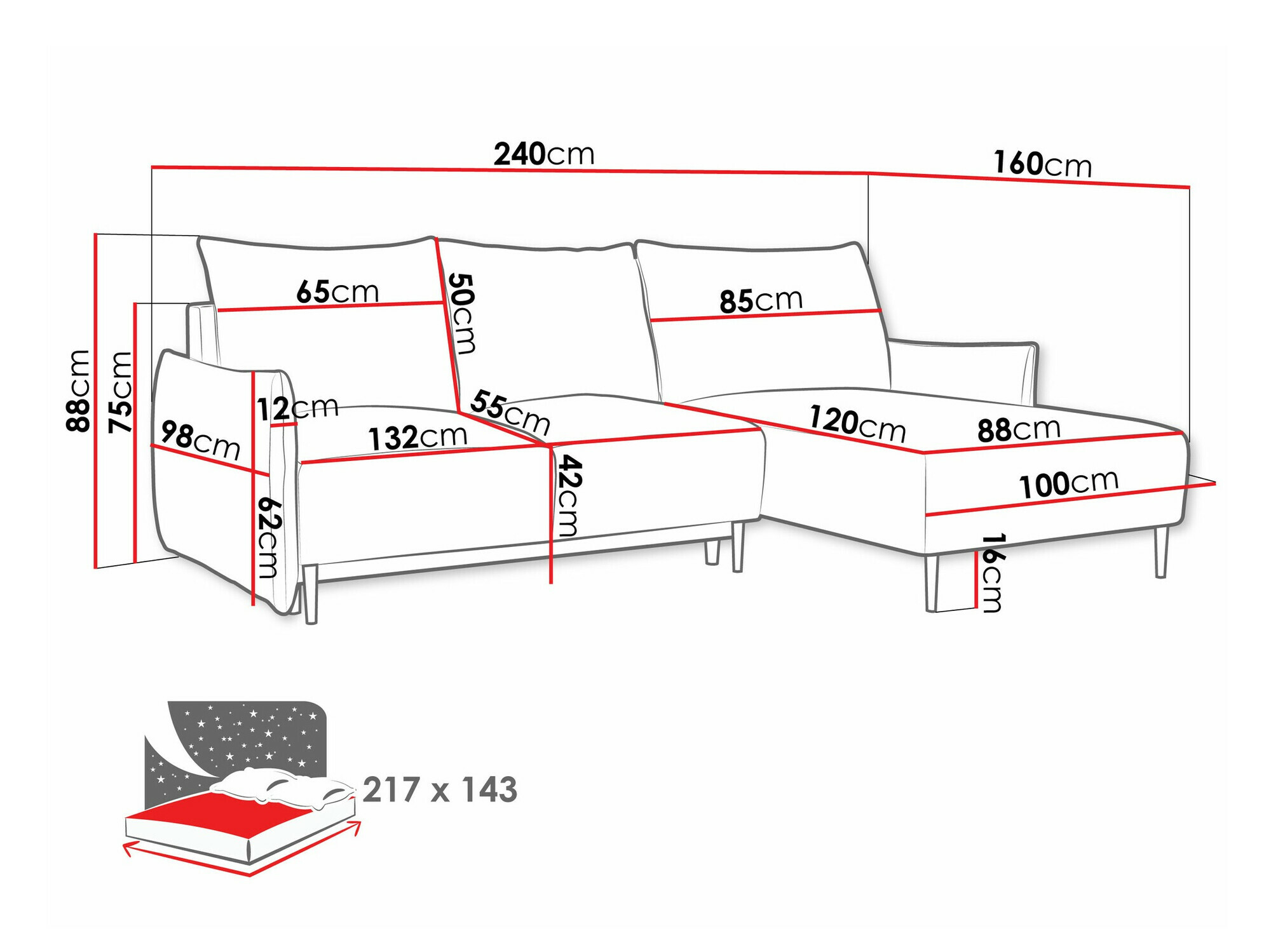 Corner sofa Columbus 224 (Velo 623)