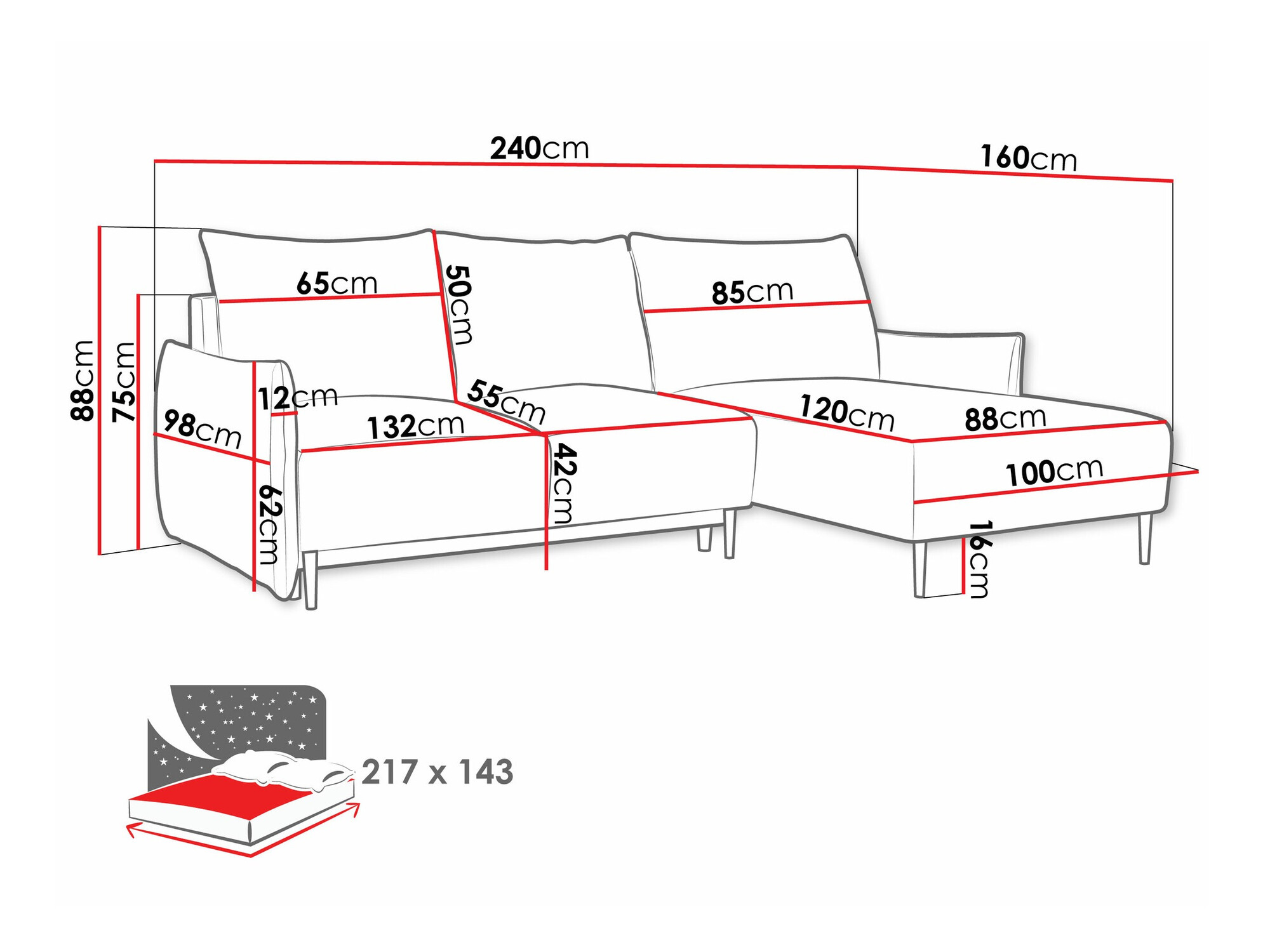 Corner sofa Columbus 224 (Velo 626)