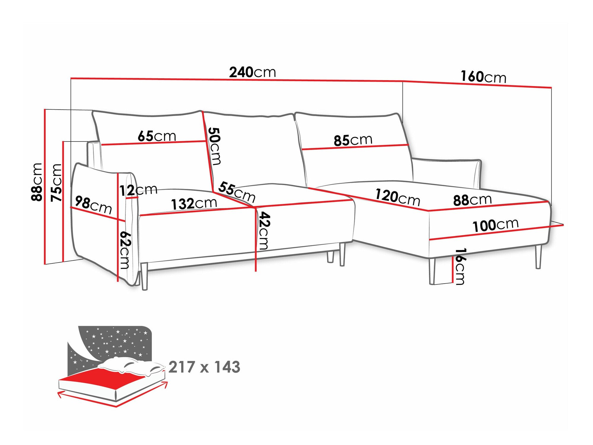 Corner sofa Columbus 224 (Velo 627)