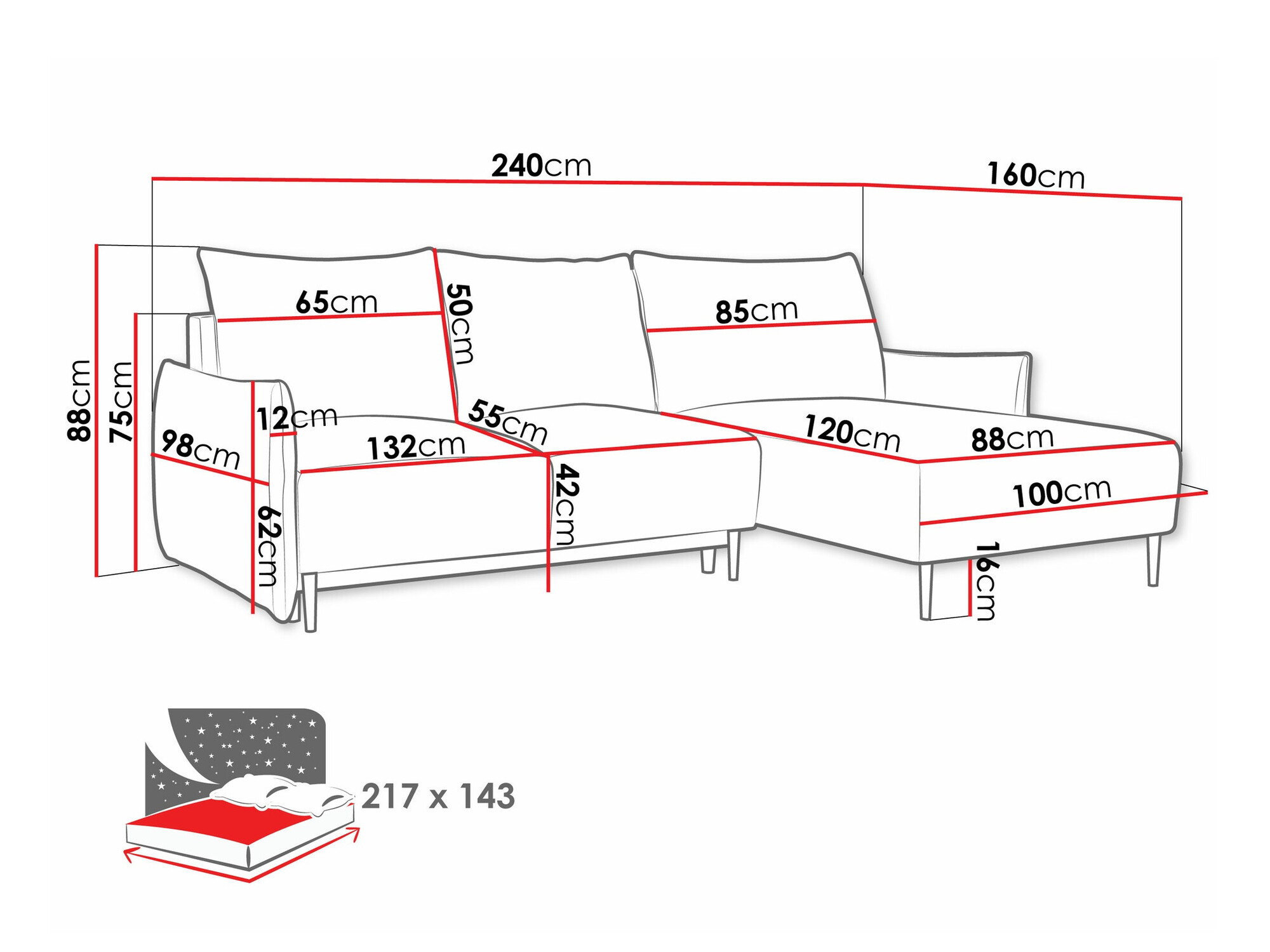 Corner sofa Columbus 224 (Velo 633)