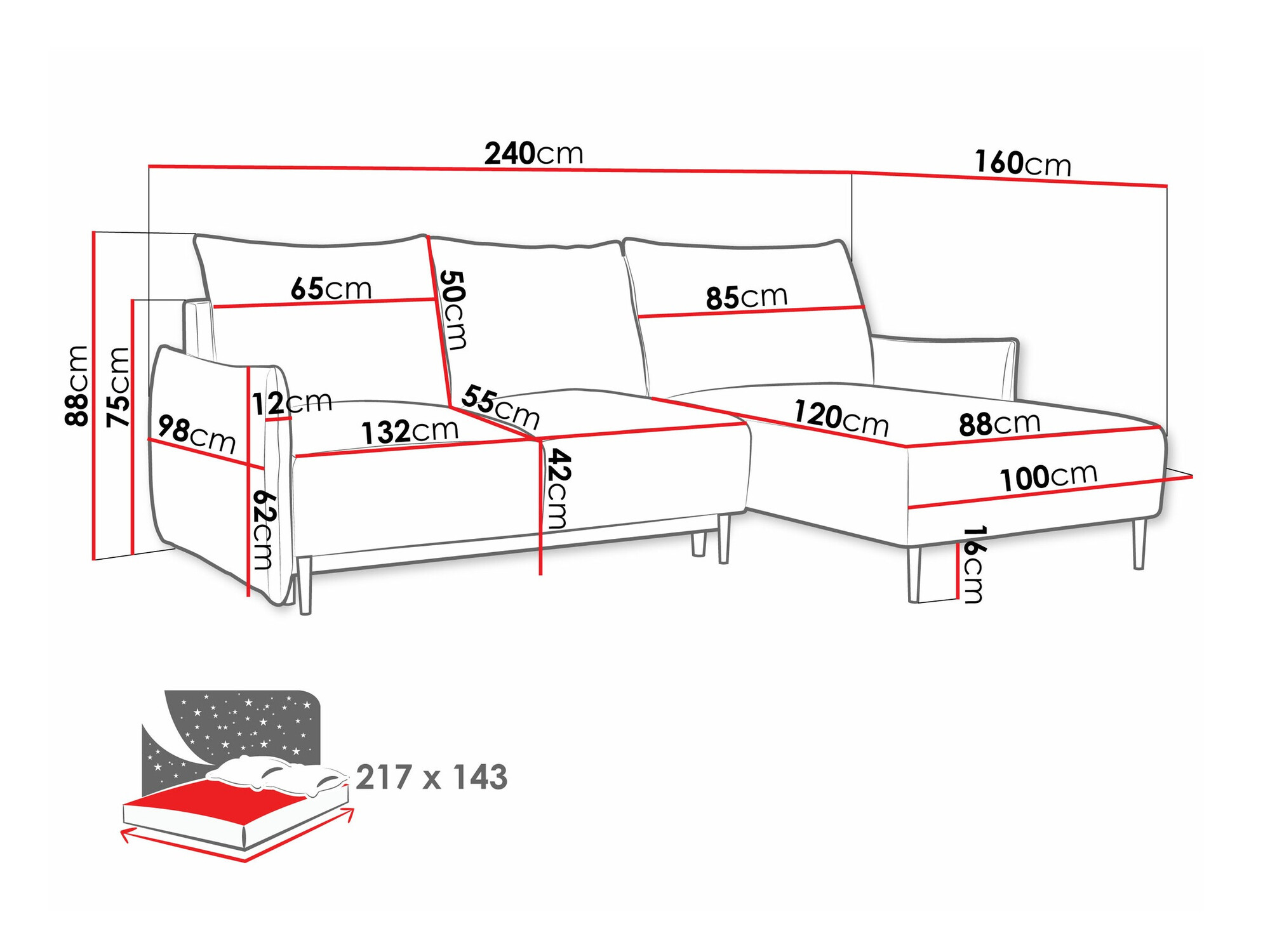 Corner sofa Columbus 224 (Velo 635)