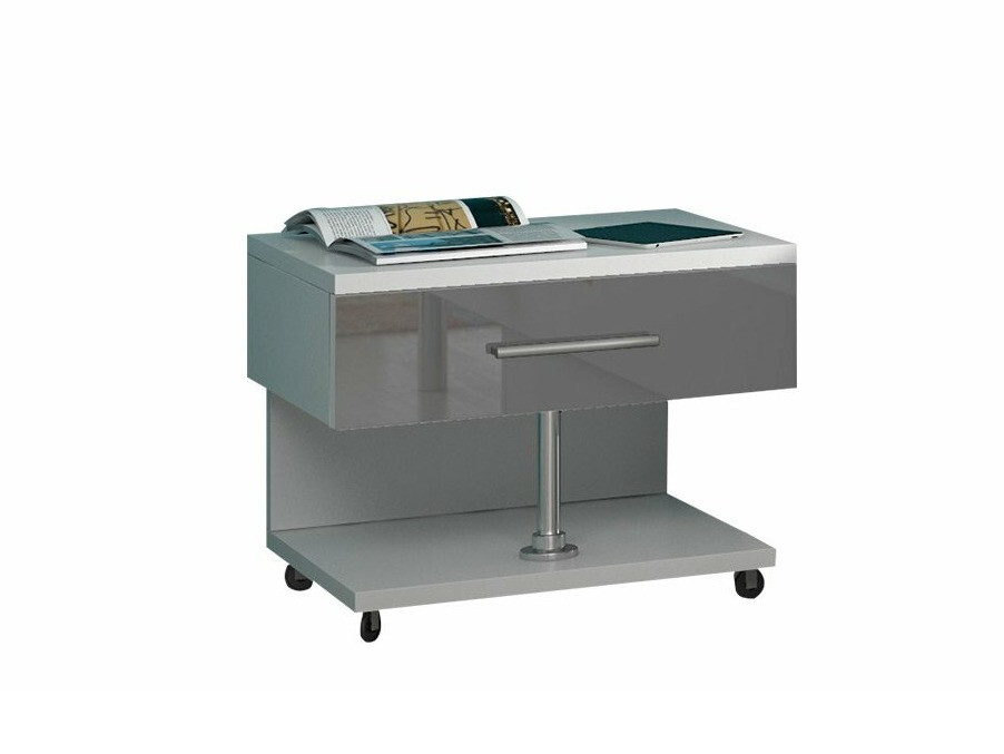 Bedside table Campus (White + Gloss grey)