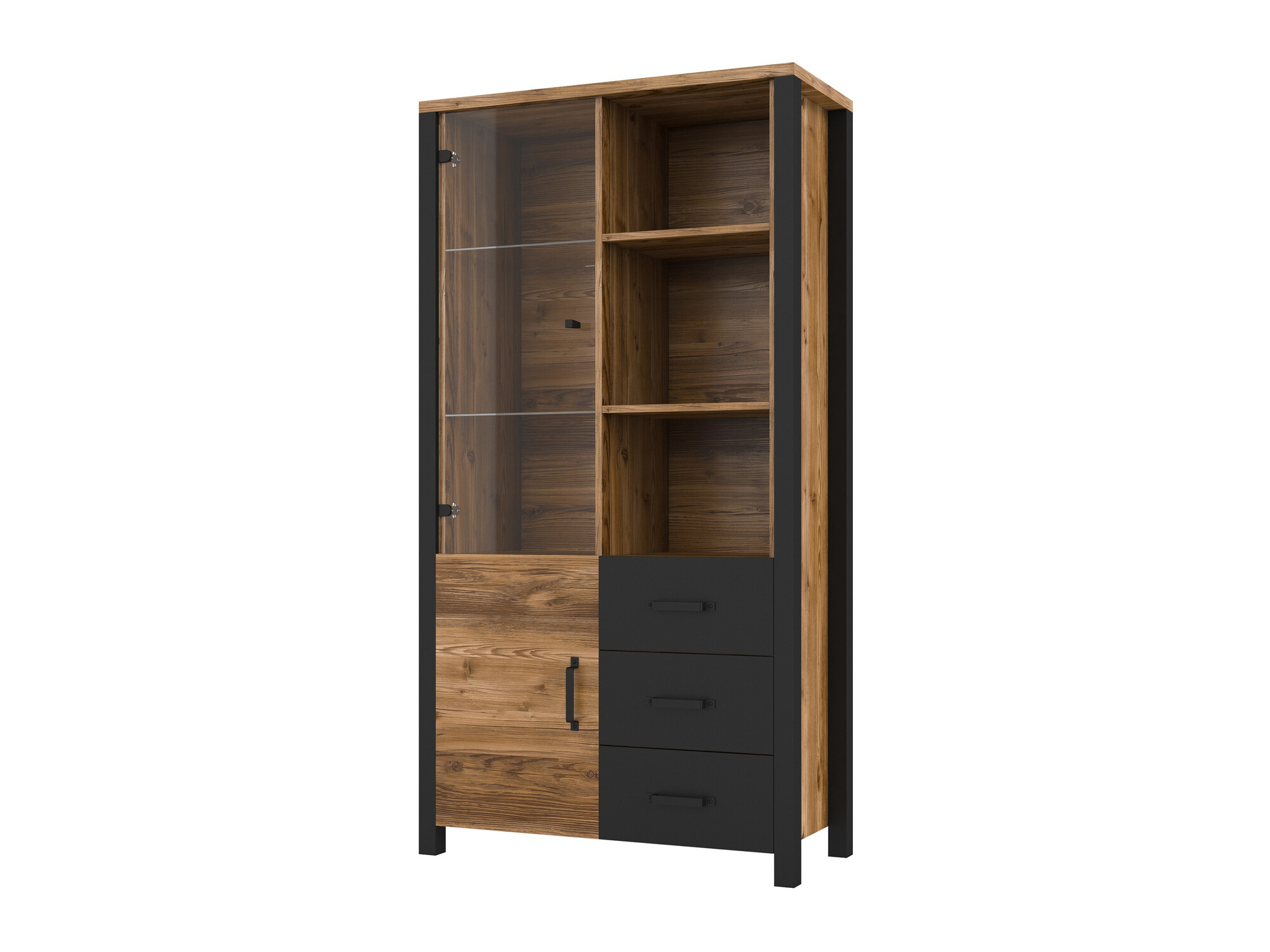 Bookcase Tornua 102 (Dark spruce + Matte black)