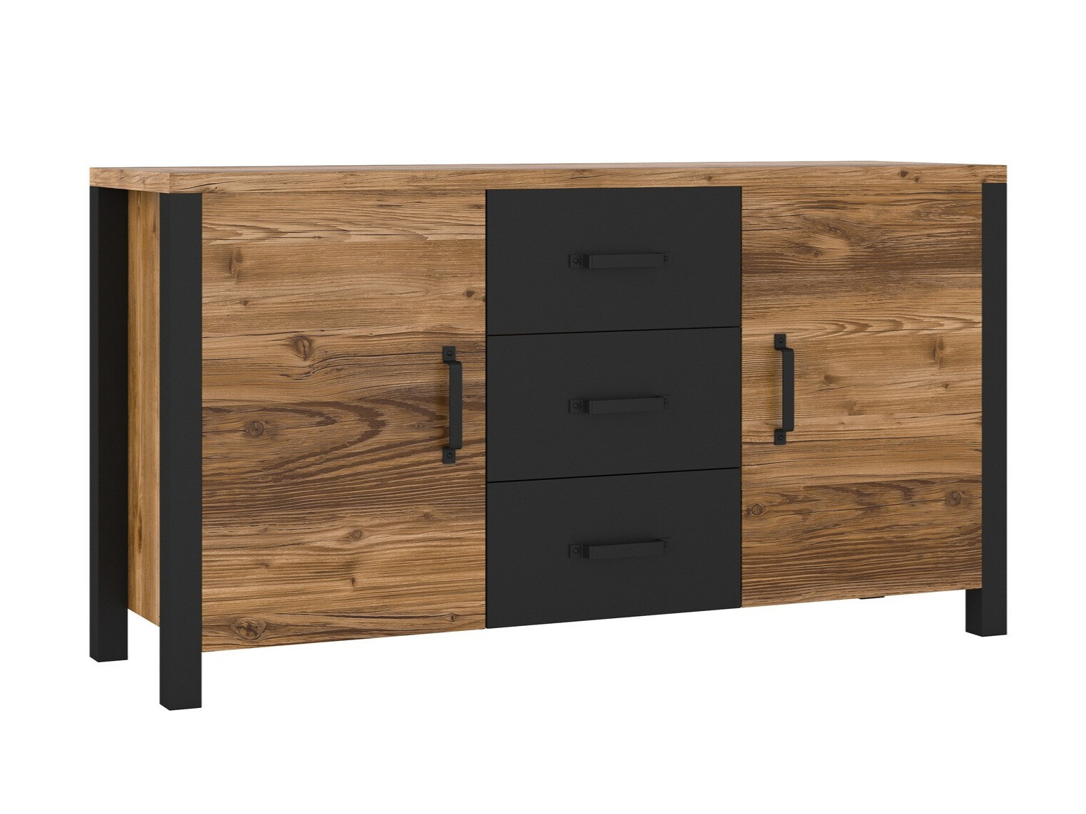 Chest of drawers Tornua 103 (Dark spruce + Matte black)