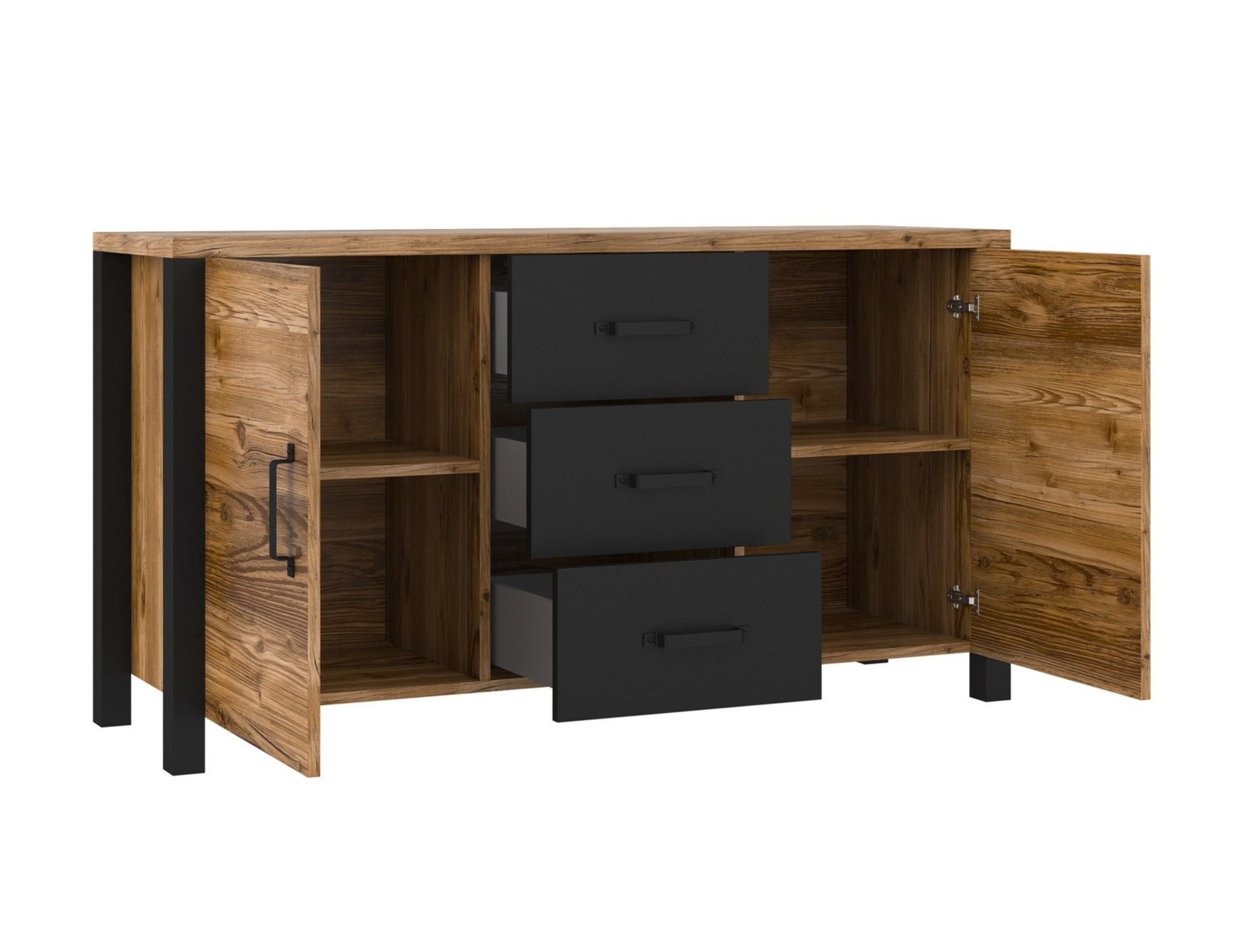 Chest of drawers Tornua 103 (Dark spruce + Matte black)