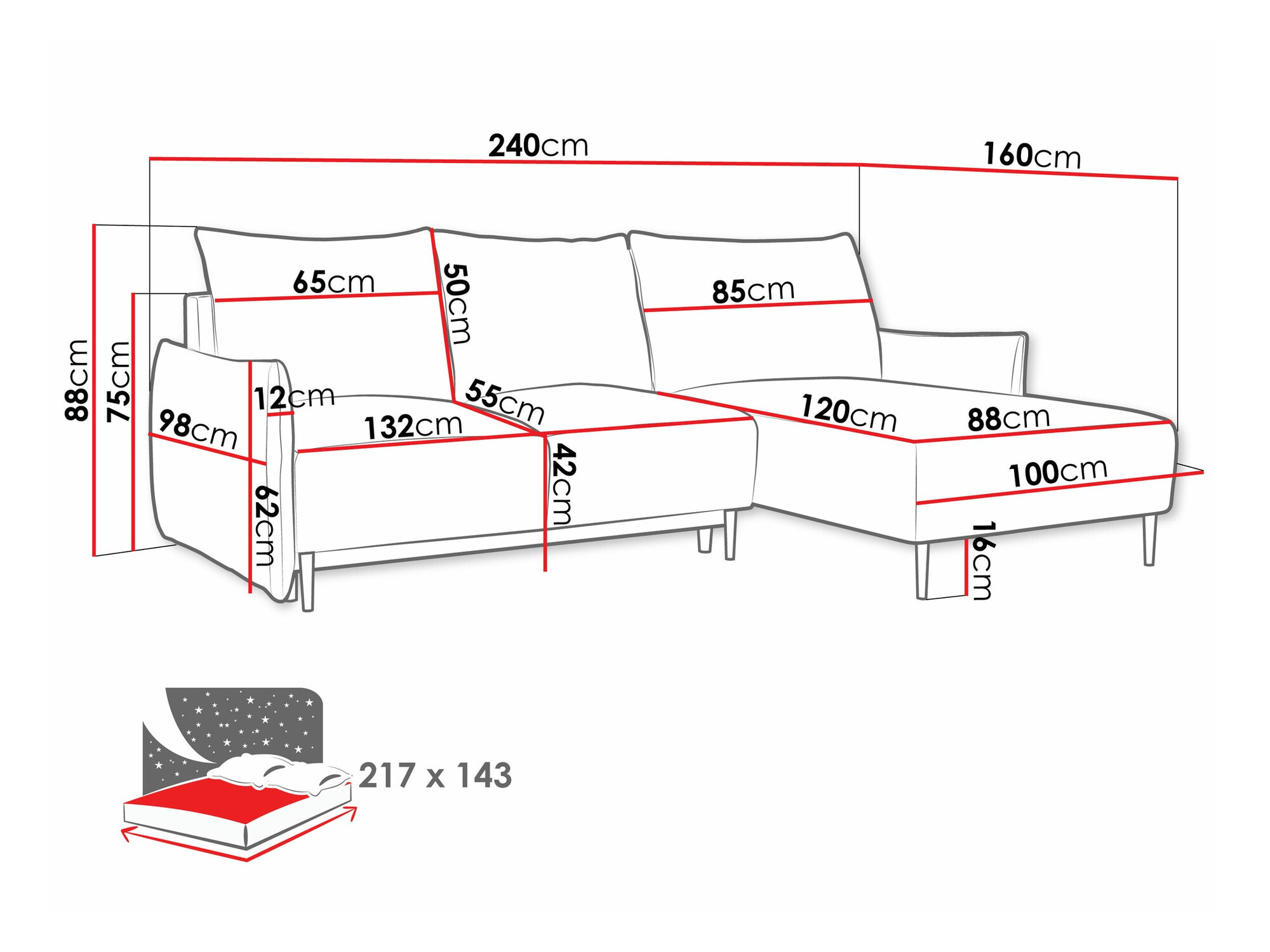 Corner sofa Columbus 224 (Velo 636)